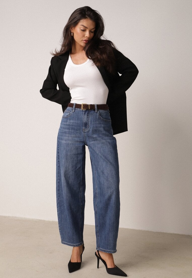 Blugi Albaștri cu croială largă cu talie înaltă Aneleria