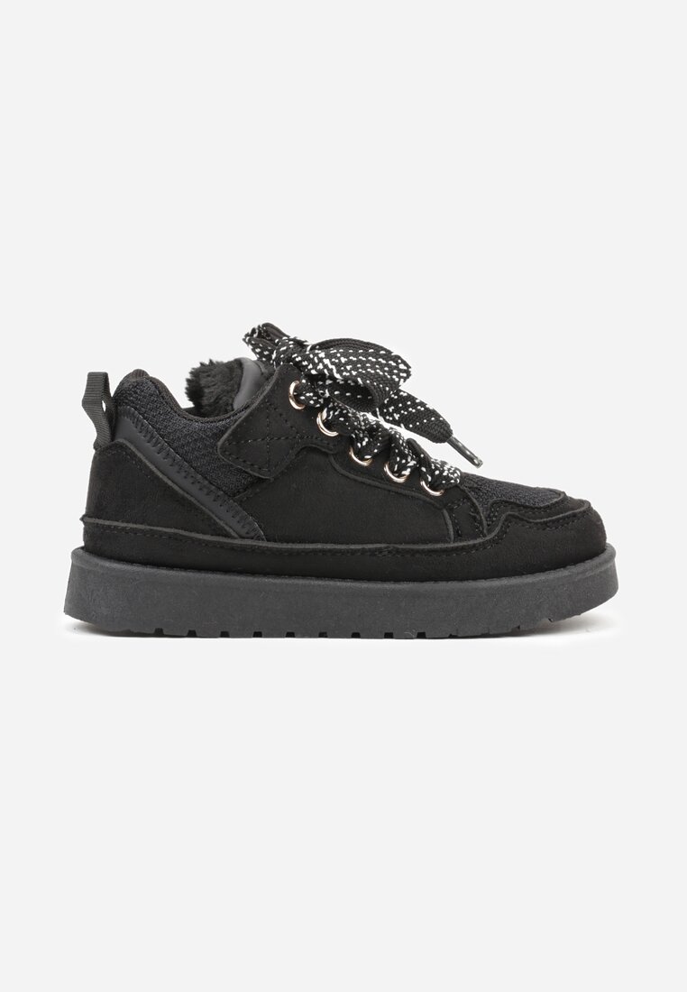 Sneakers Cizme de zăpadă negri cu căptușeală călduroasă și șireturi late Naleia