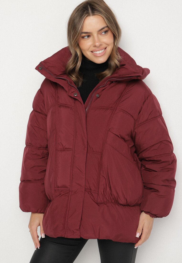 Geacă Bordo Matlasată Oversize cu Glugă Galandia