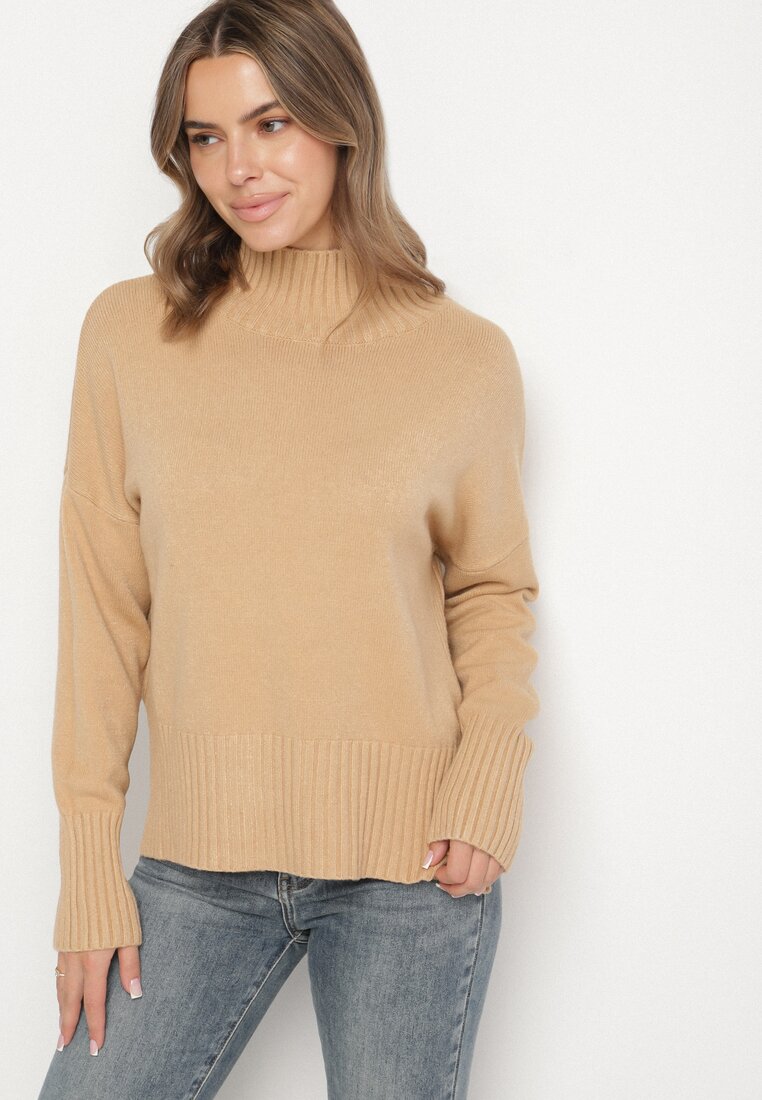Pulover pe gât Bej