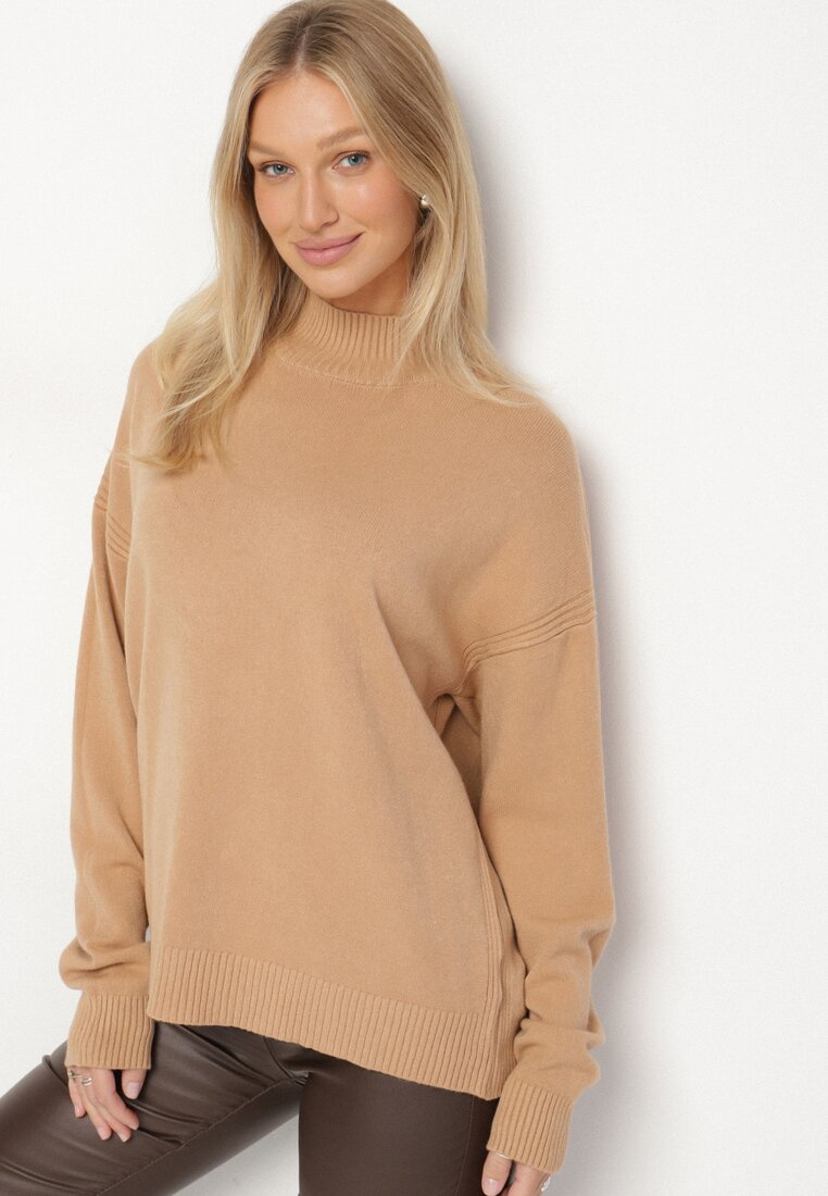 Pulover pe gât Bej închis