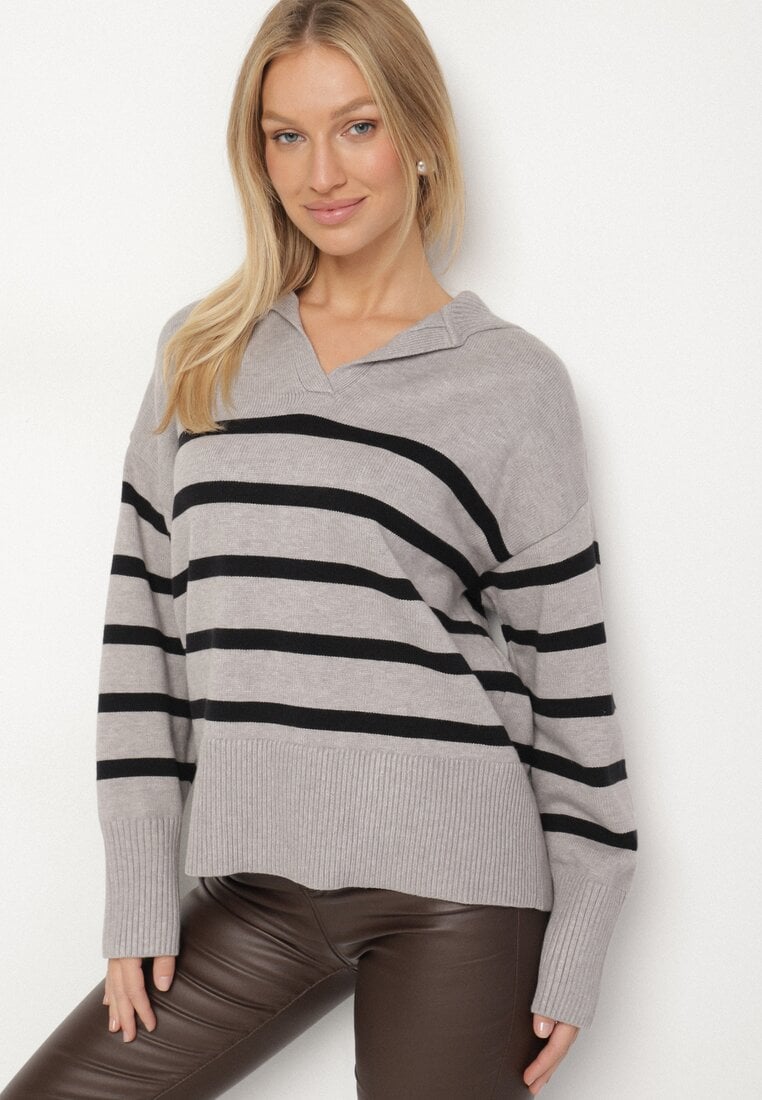 Pulover Negru cu gri