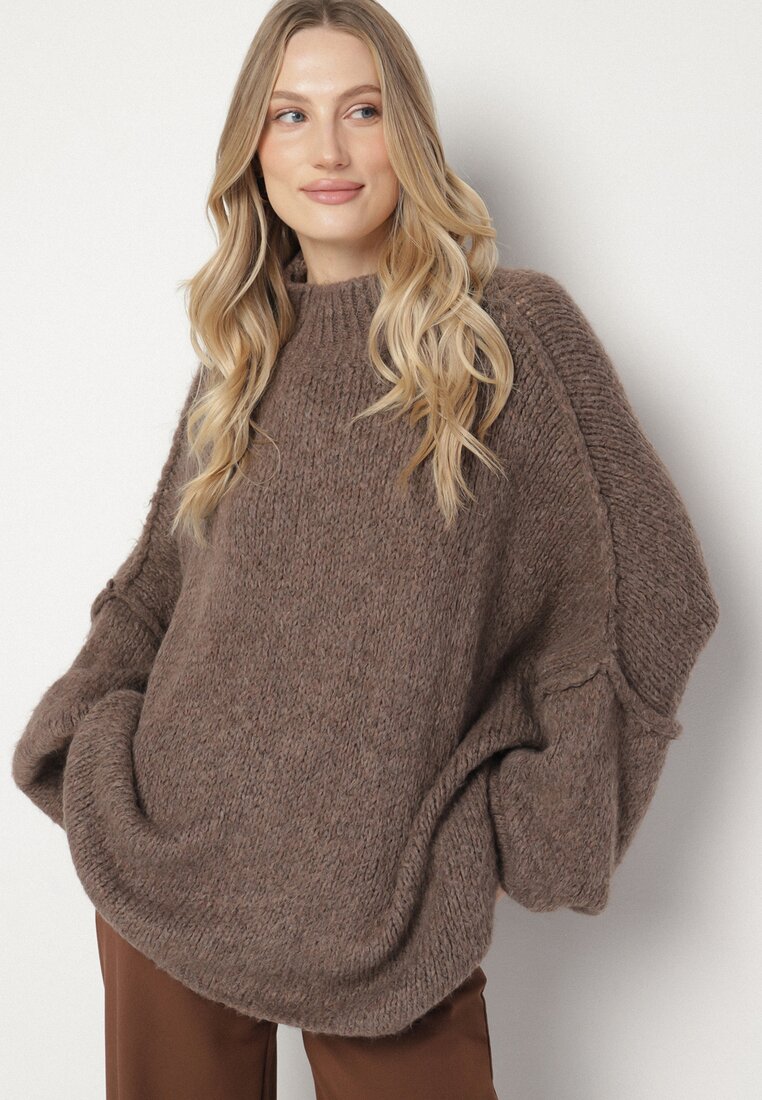 Pulover pe gât Bej