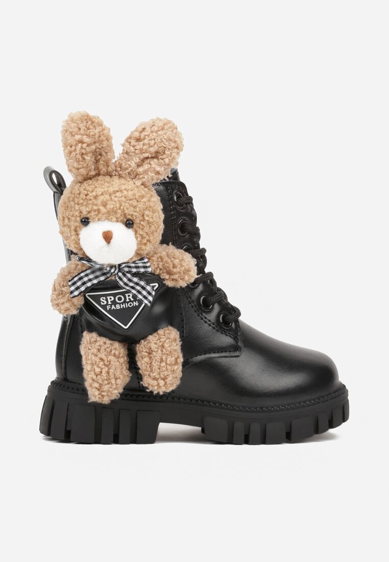 Botine Negre Tip Worker cu Iepure 3D Zozrise