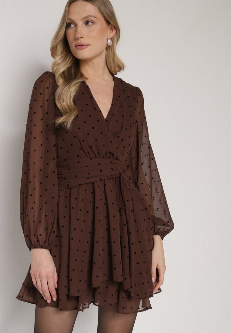 Rochie Maro închis cu croi evazat cu buline Liasetia