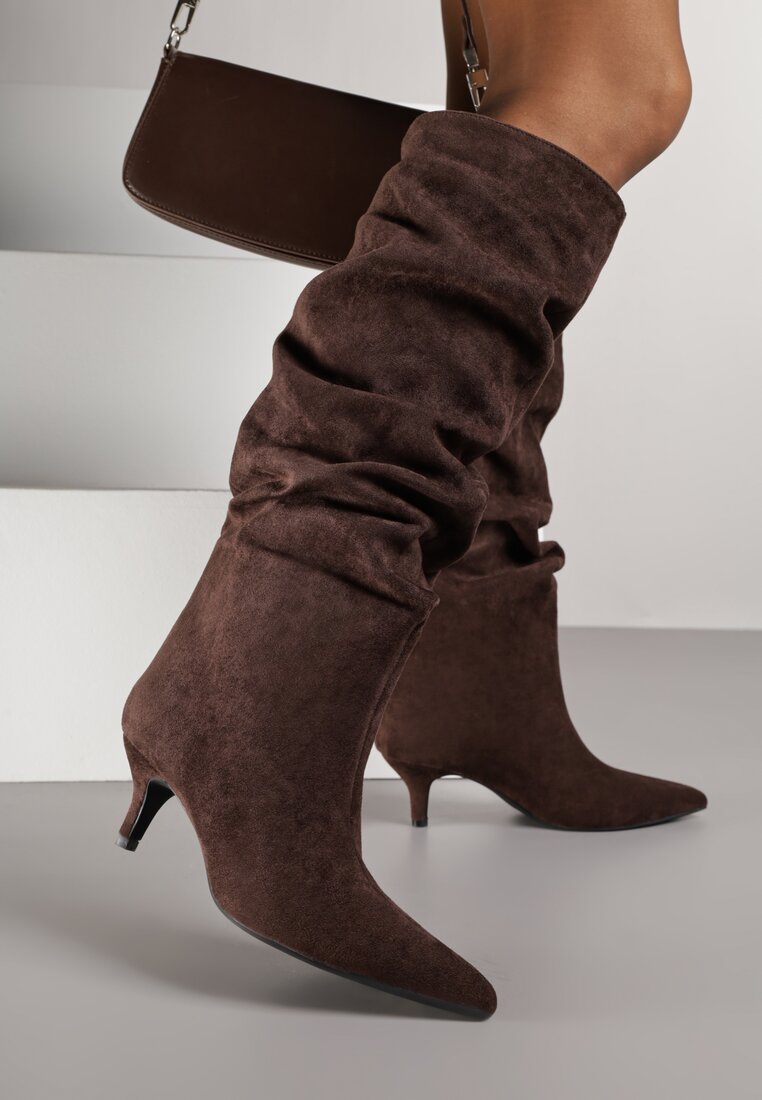 Cizme Maro închis încrețite cu toc tip rață Alevitte