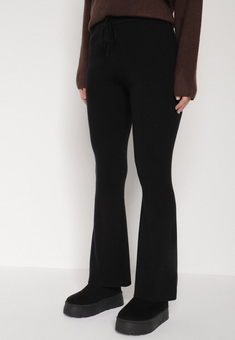 Pantaloni Evazați Negre din tricot cu viscoză Zetiva