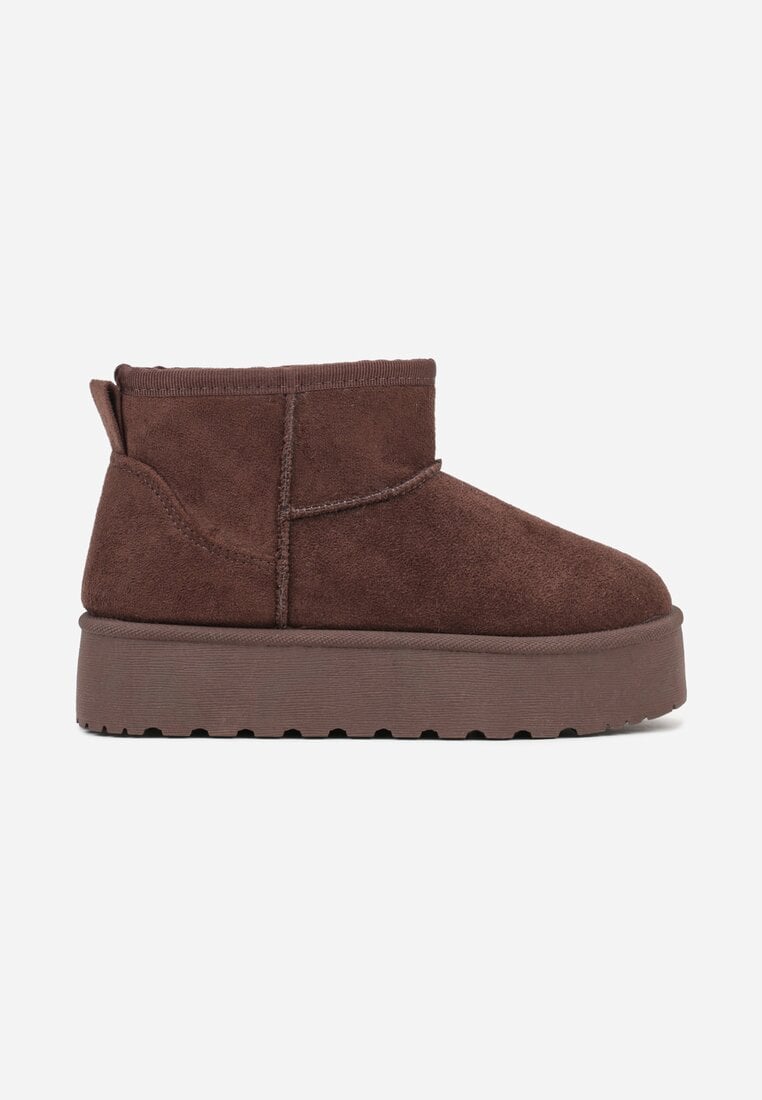 Ghete de zăpadă Maro slip-on din imitație de piele întoarsă cu platformă Tusanala