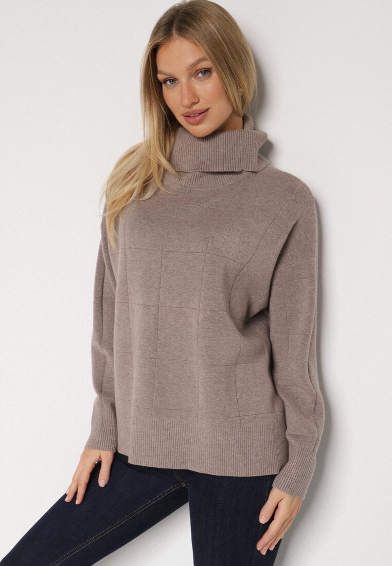 Pulover pe gât Bej