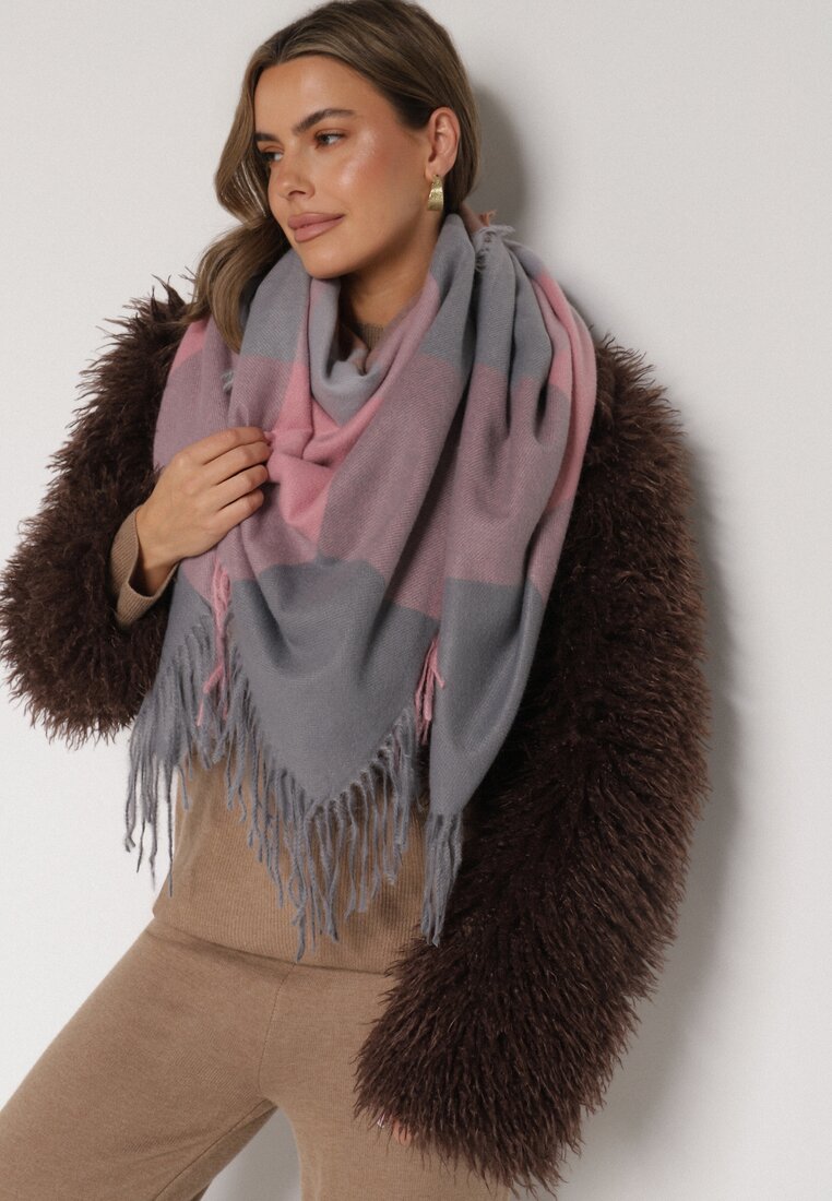 Fular Roz cu bleumarin