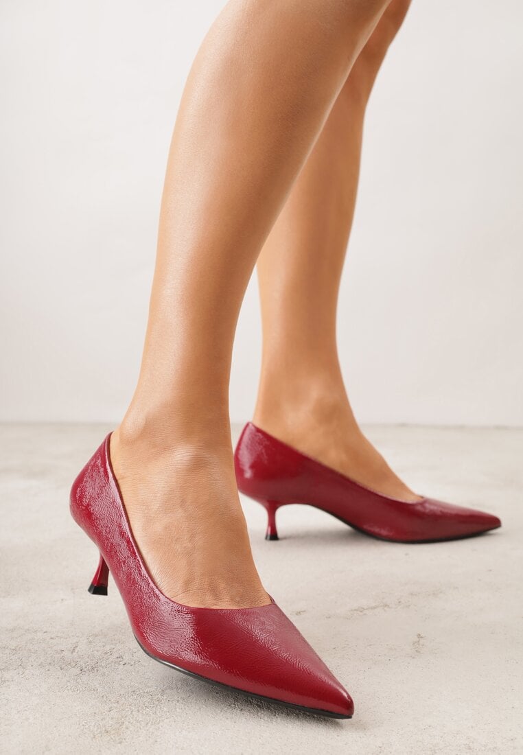 Pantofi cu toc tip pisoi Bordo Hollybloom