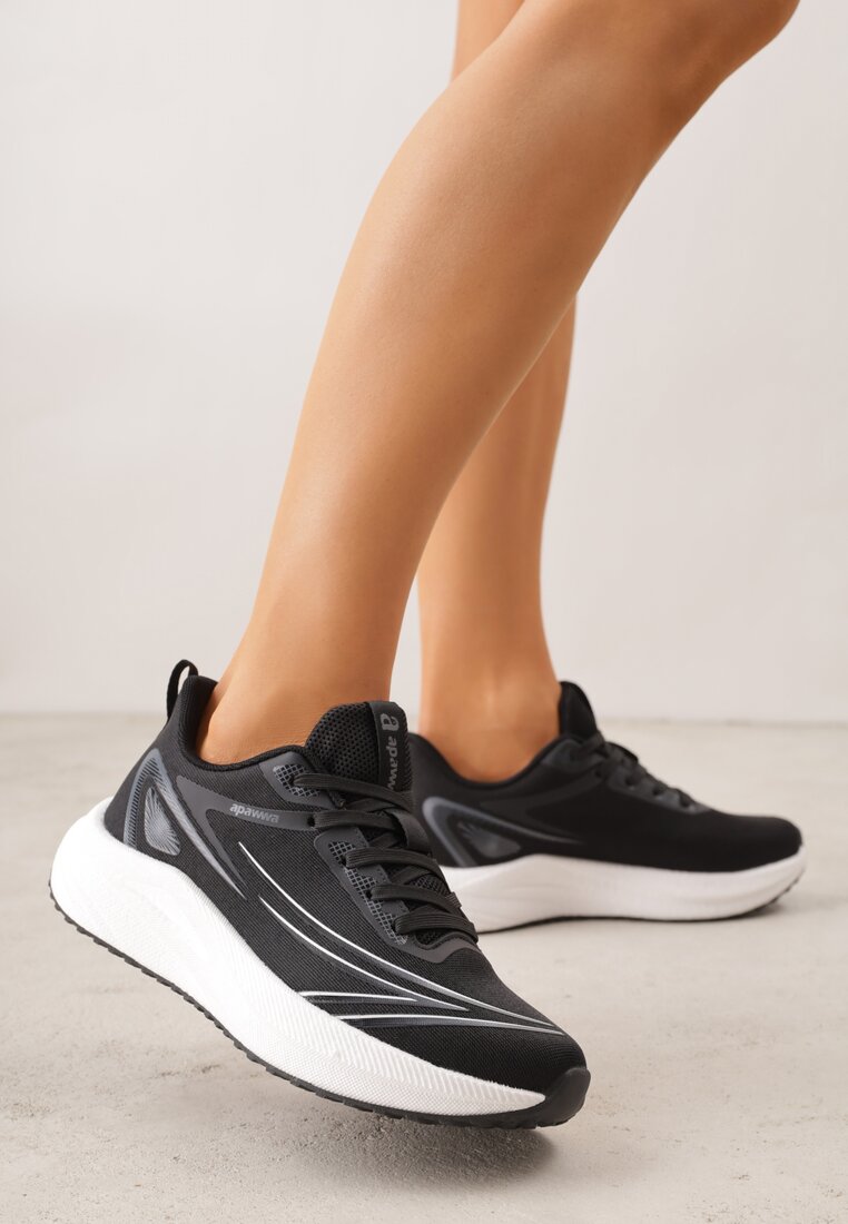 Sneakers Negri cu Talpă Groasă cu Model Geometric Loraella