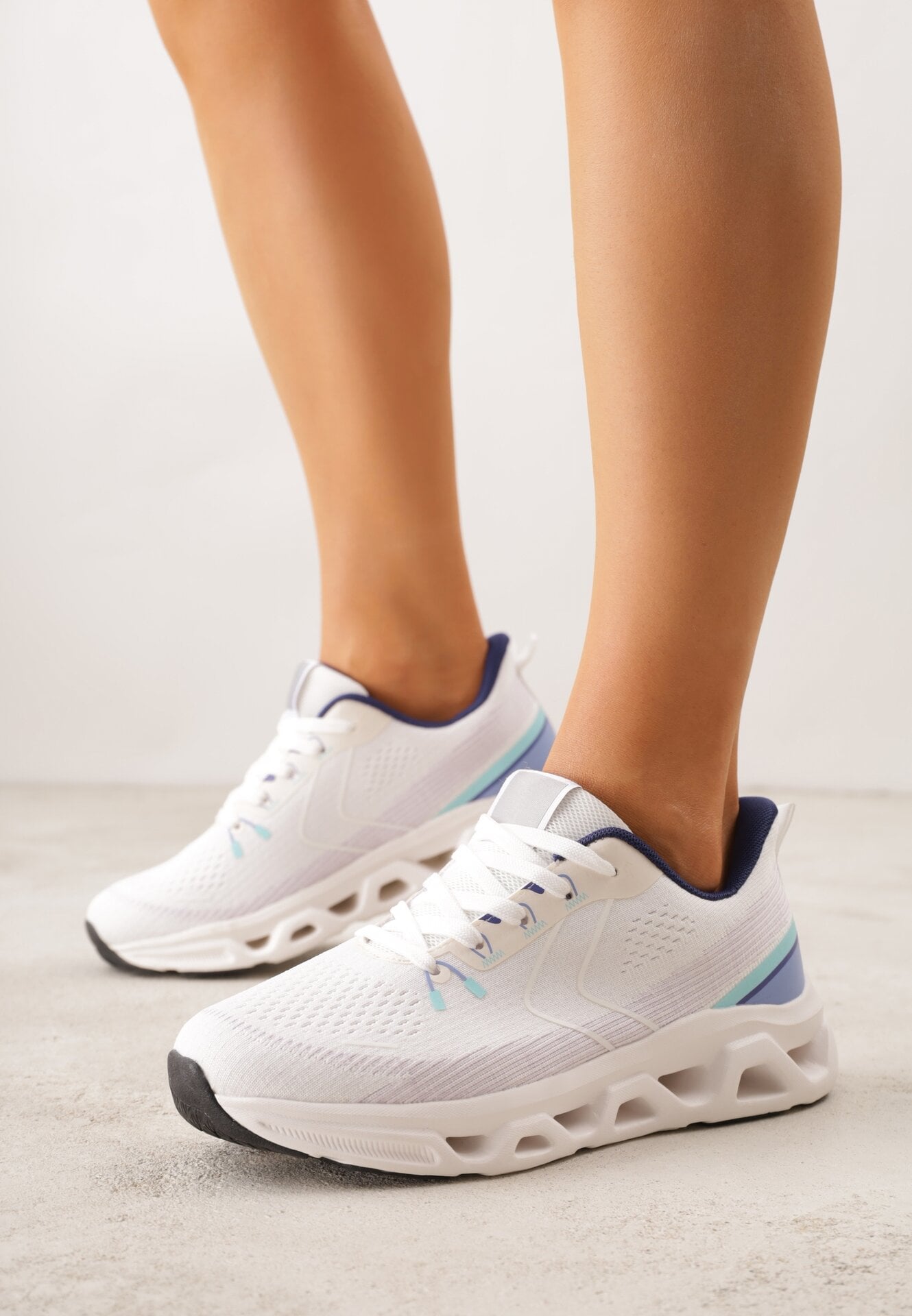 Pantofi sport Albi cu Talpă Groasă Geometrică Alexus
