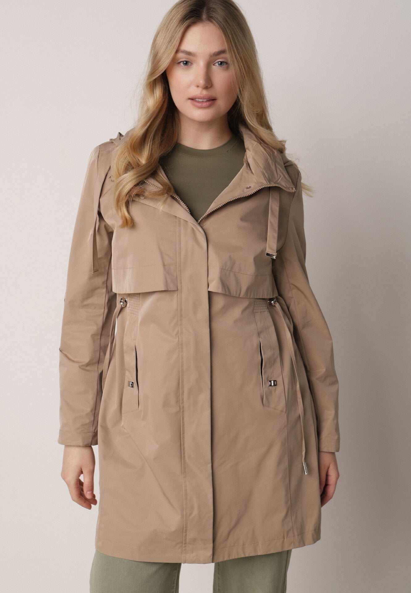 Jachetă Maro Stil Parka cu Glugă Detașabilă și Șnururi Enang