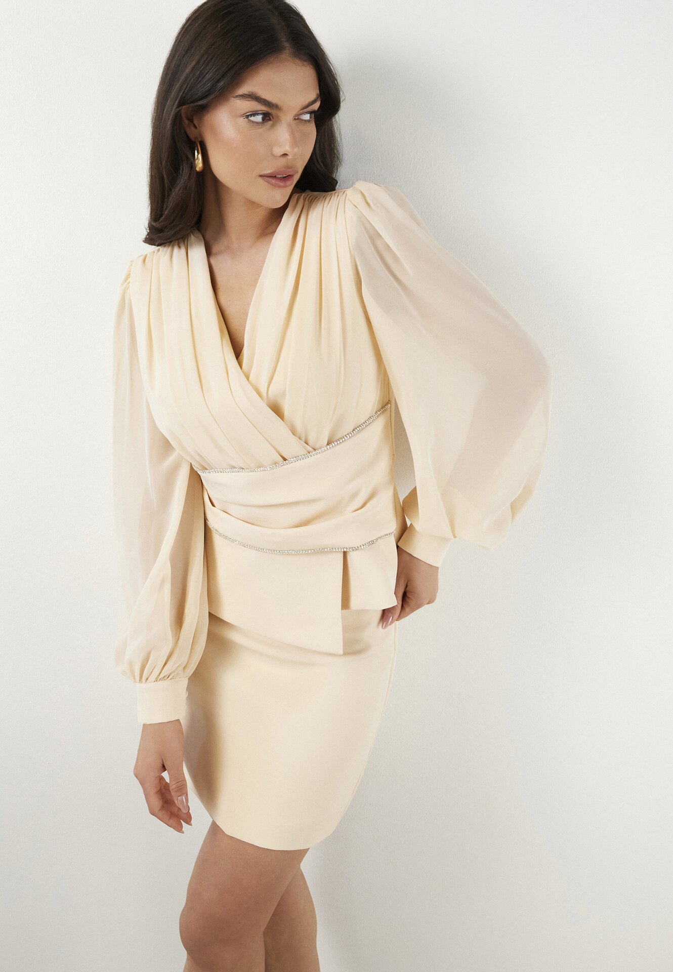 Fustă Simplă Bej VICES croi creion Abilura