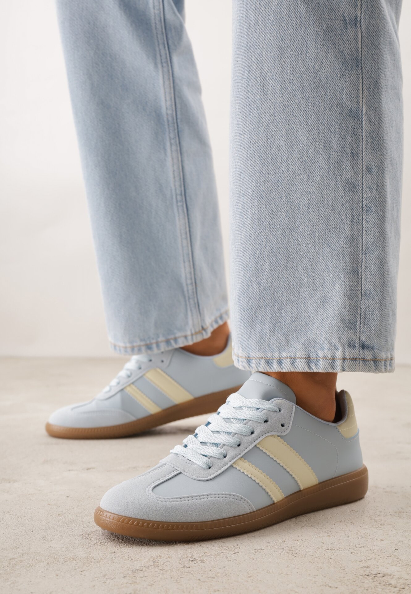 Adidași Albaștri Plați Decorați cu Barete Glaria