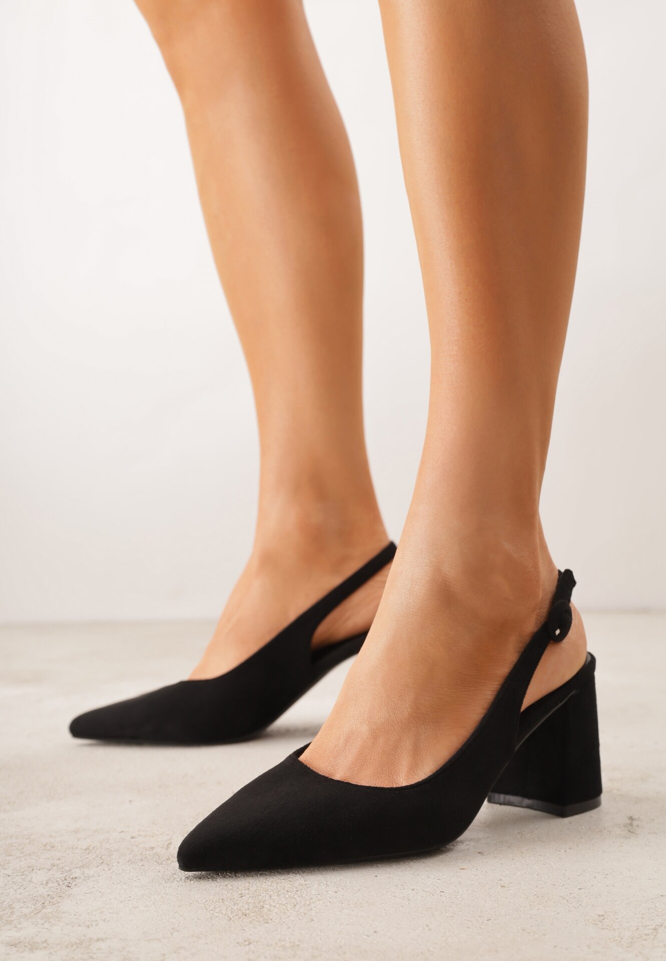 Pantofi eleganți Negri cu toc bloc tip slingback Tarabeta