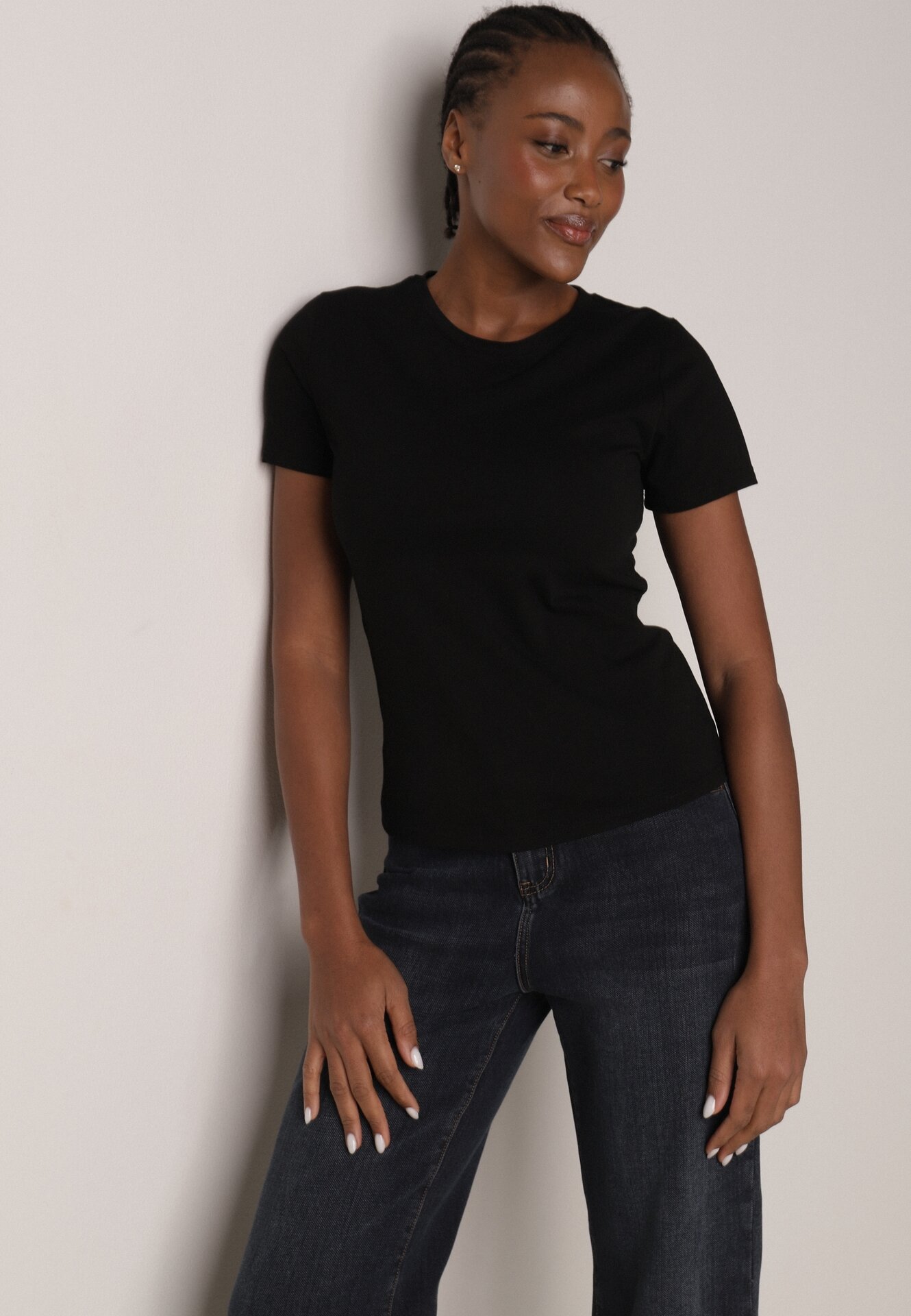 Tricou Negru Din bumbac În Stil Clasic Nedila