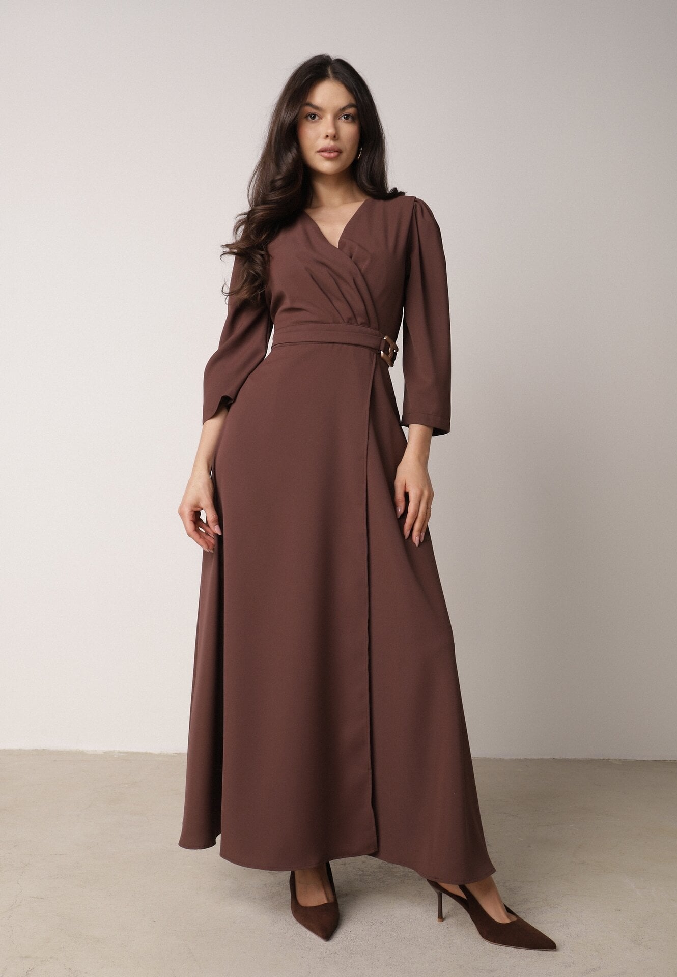 Rochie Maro Petrecută De Seară cu Aplicație Metalică în Talie Henalana