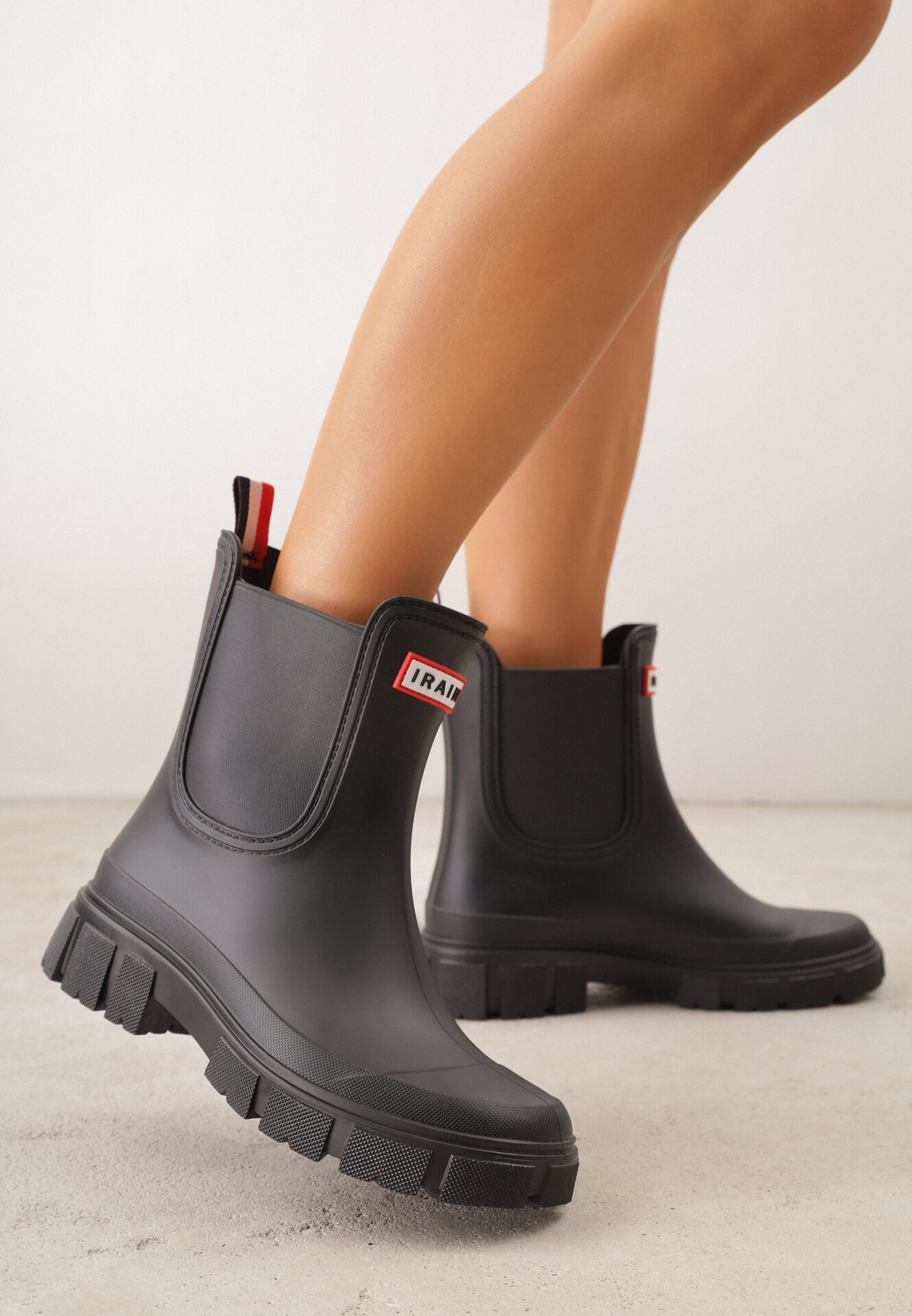 Cizme de cauciuc Negre în stil Botine Chelsea cu talpă aderentă Taylina