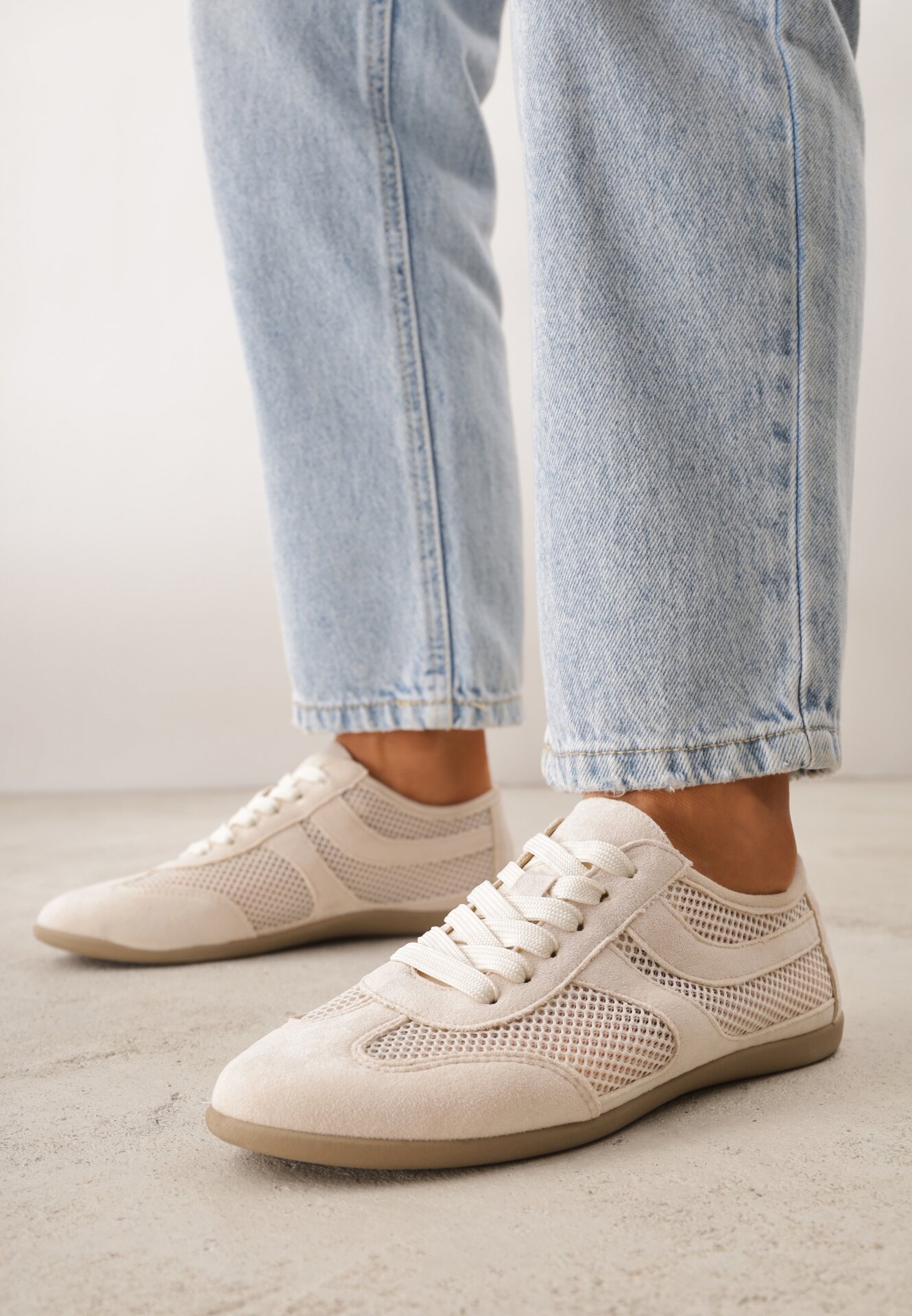 Sneakers Bej Tip Teniși cu Inserții din Plasă Corigoria