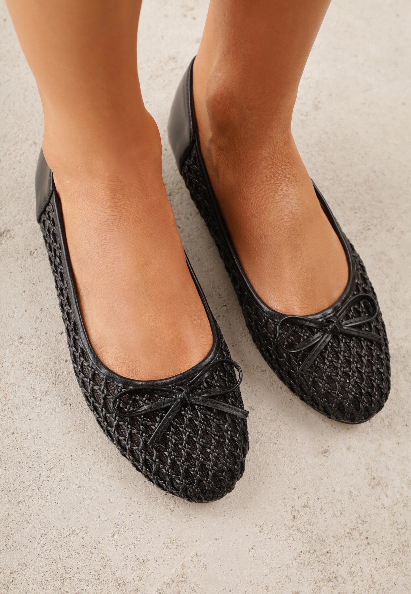 Balerini Negri Din plasă cu carâmb împletit și fundiță Lilinrelle