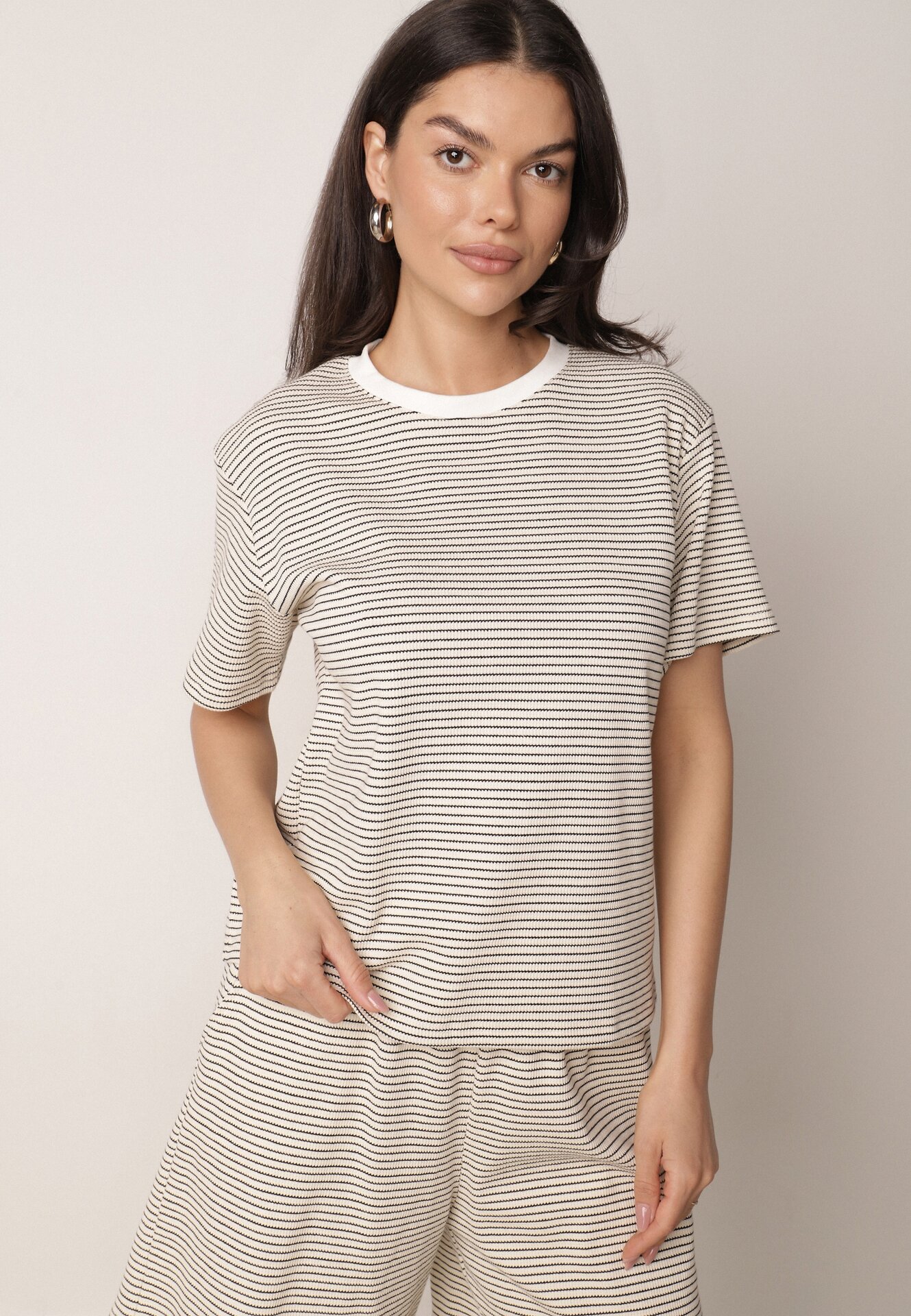 T-shirt Negru cu crem