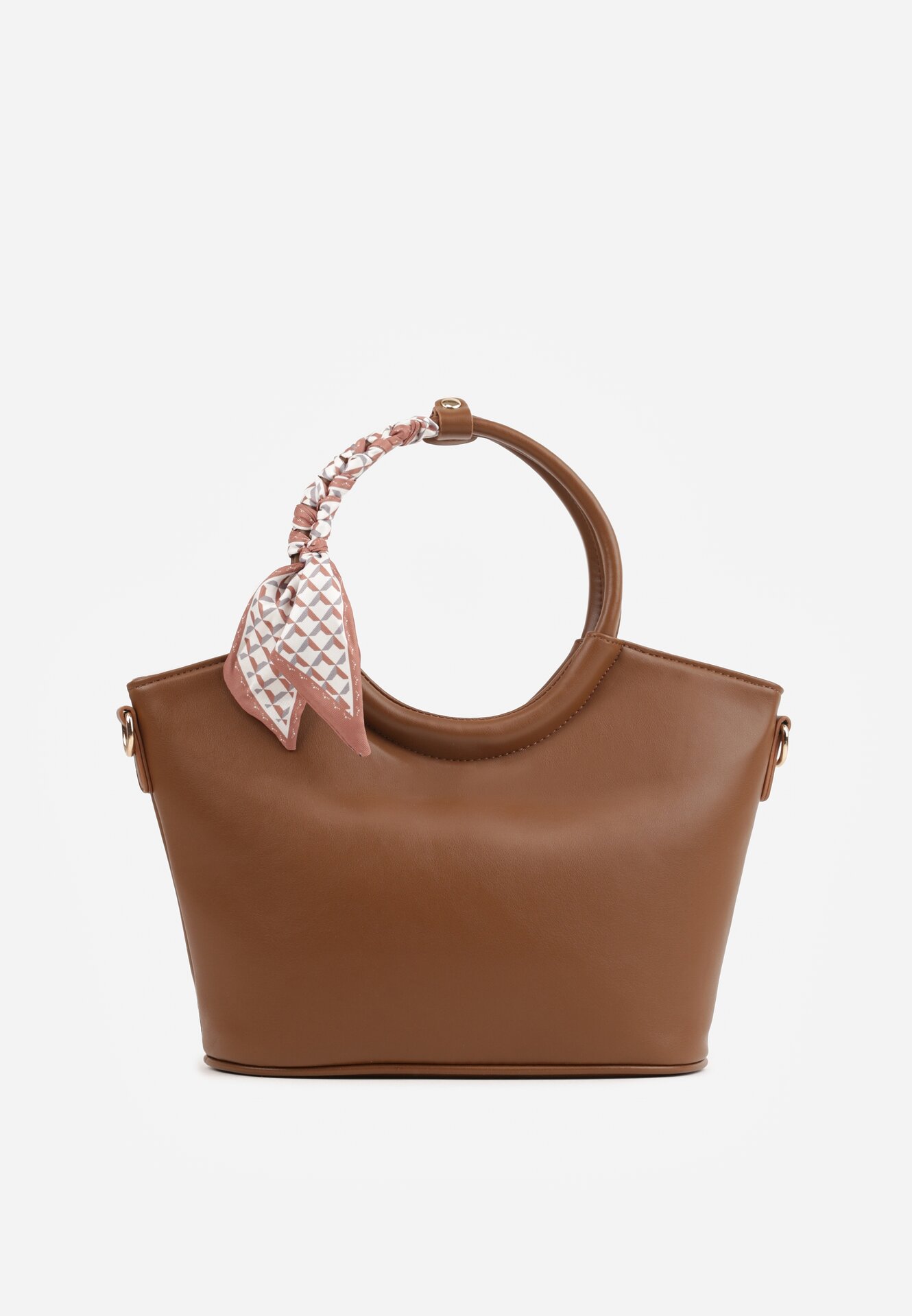 Geantă shopper de mână cu eșarfă decorativă, mânere rotunde și curea Eudessa Maro