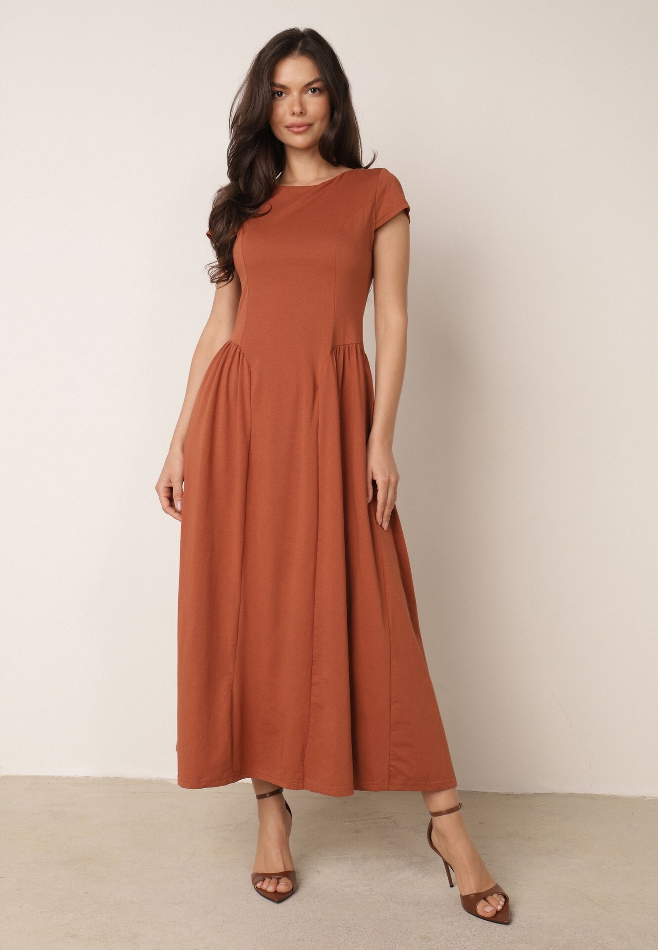 Rochie din viscoză, ajustată, cu cusături Perusa Roșie