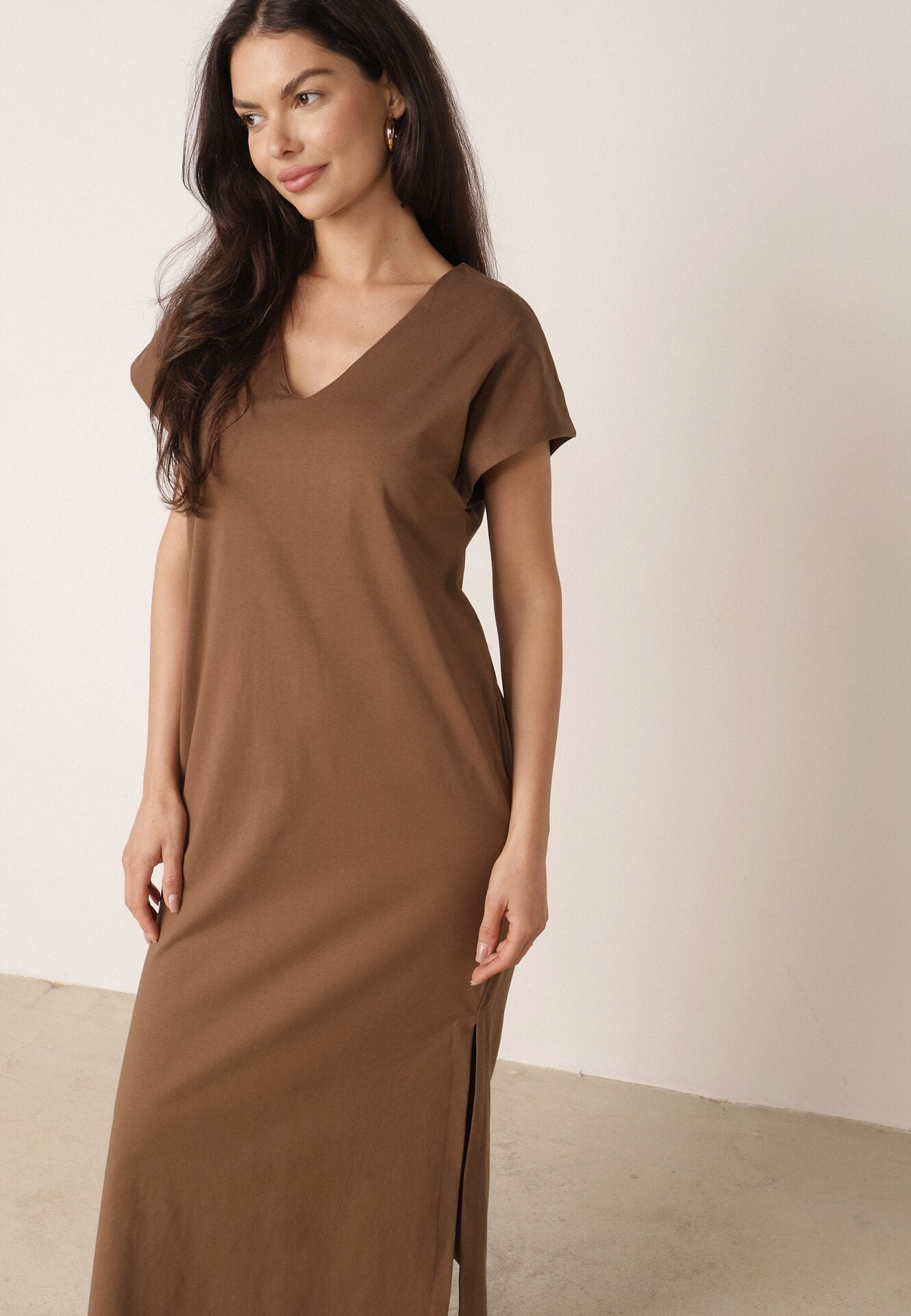 Rochie din bumbac, oversize, cu buzunare Thaelusa Maro