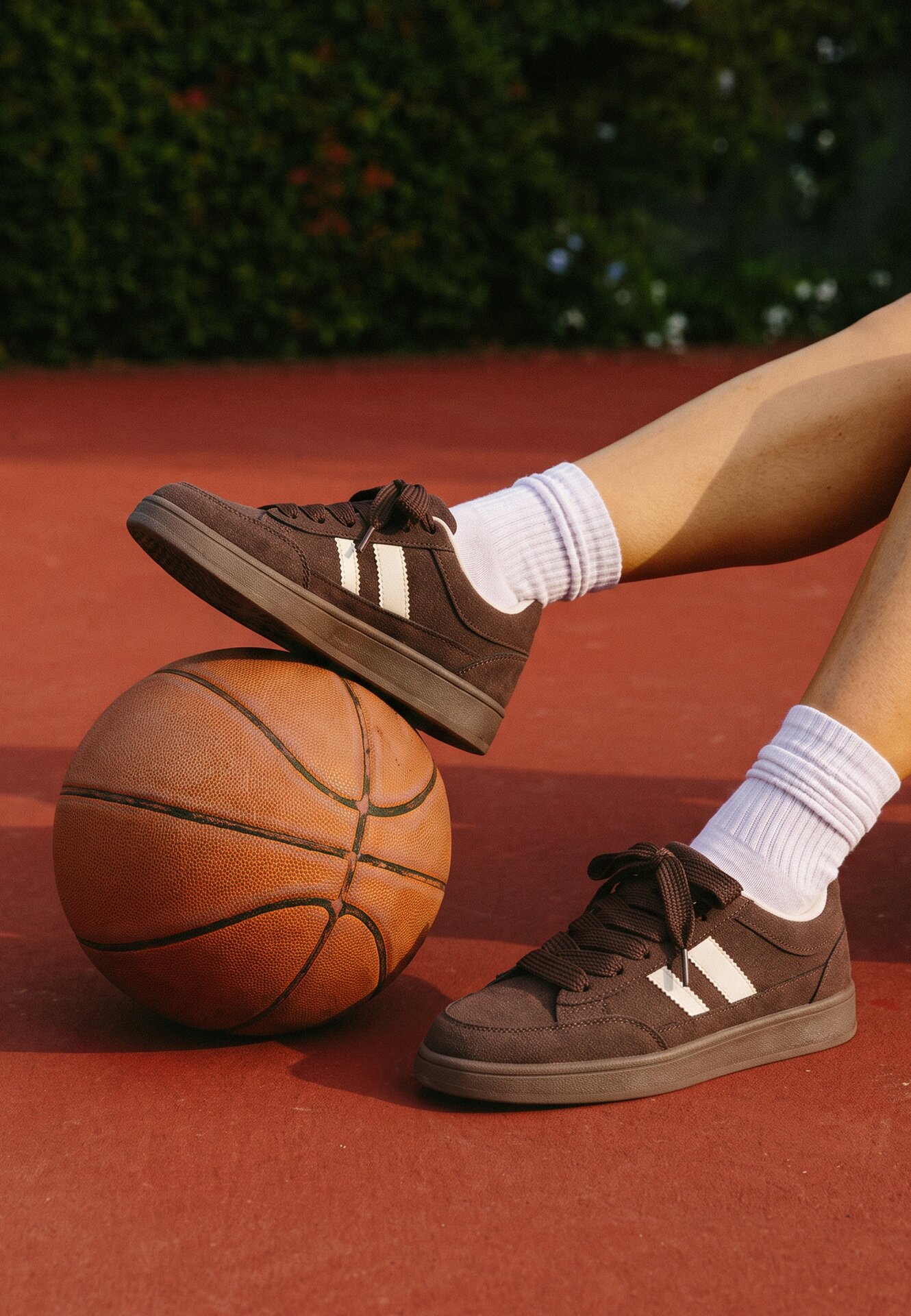 Sneakers Casual cu cusături decorative și benzi laterale Ariesera Maro