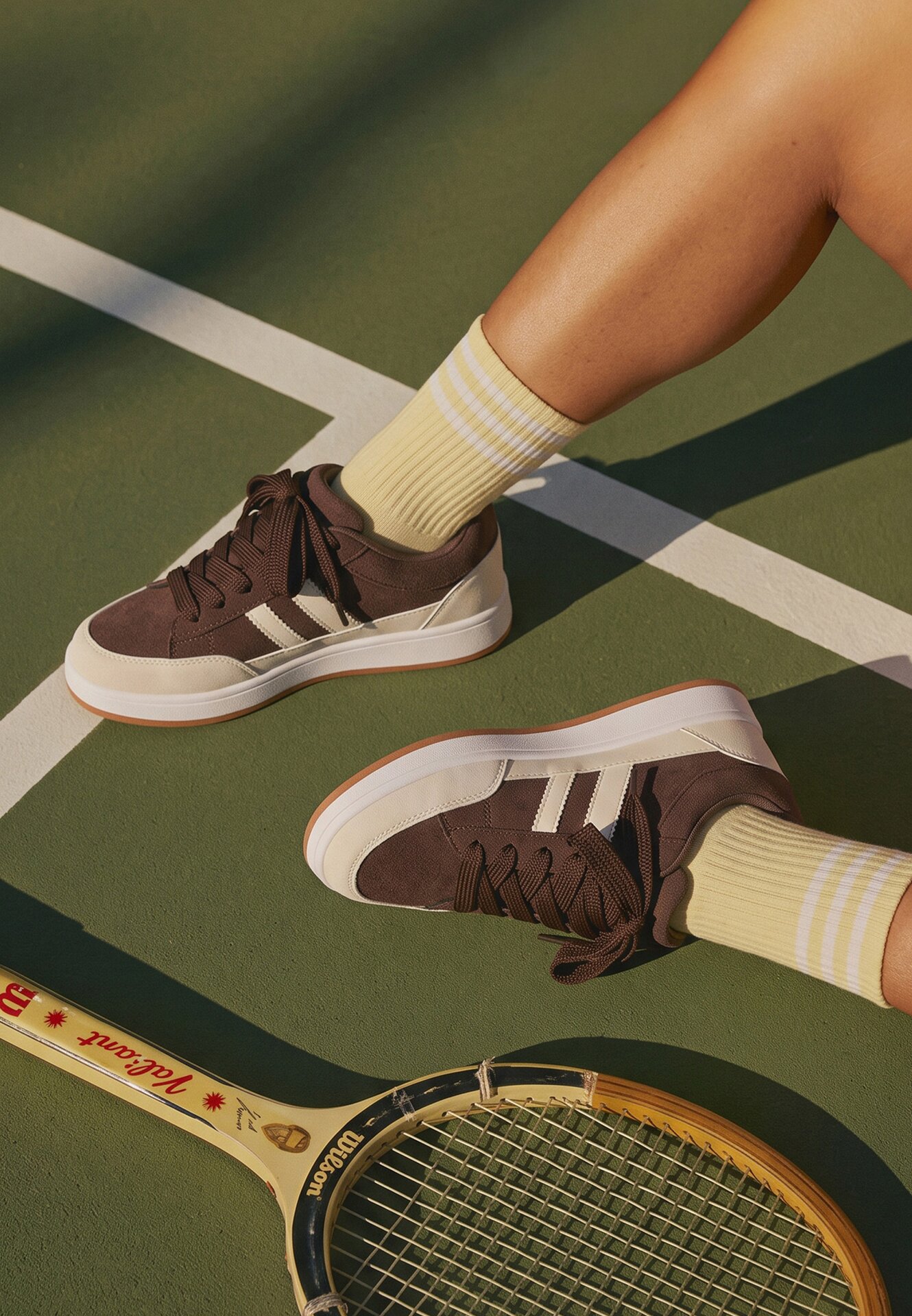 Sneakers Casual cu cusături decorative și benzi laterale Ariesera Maro