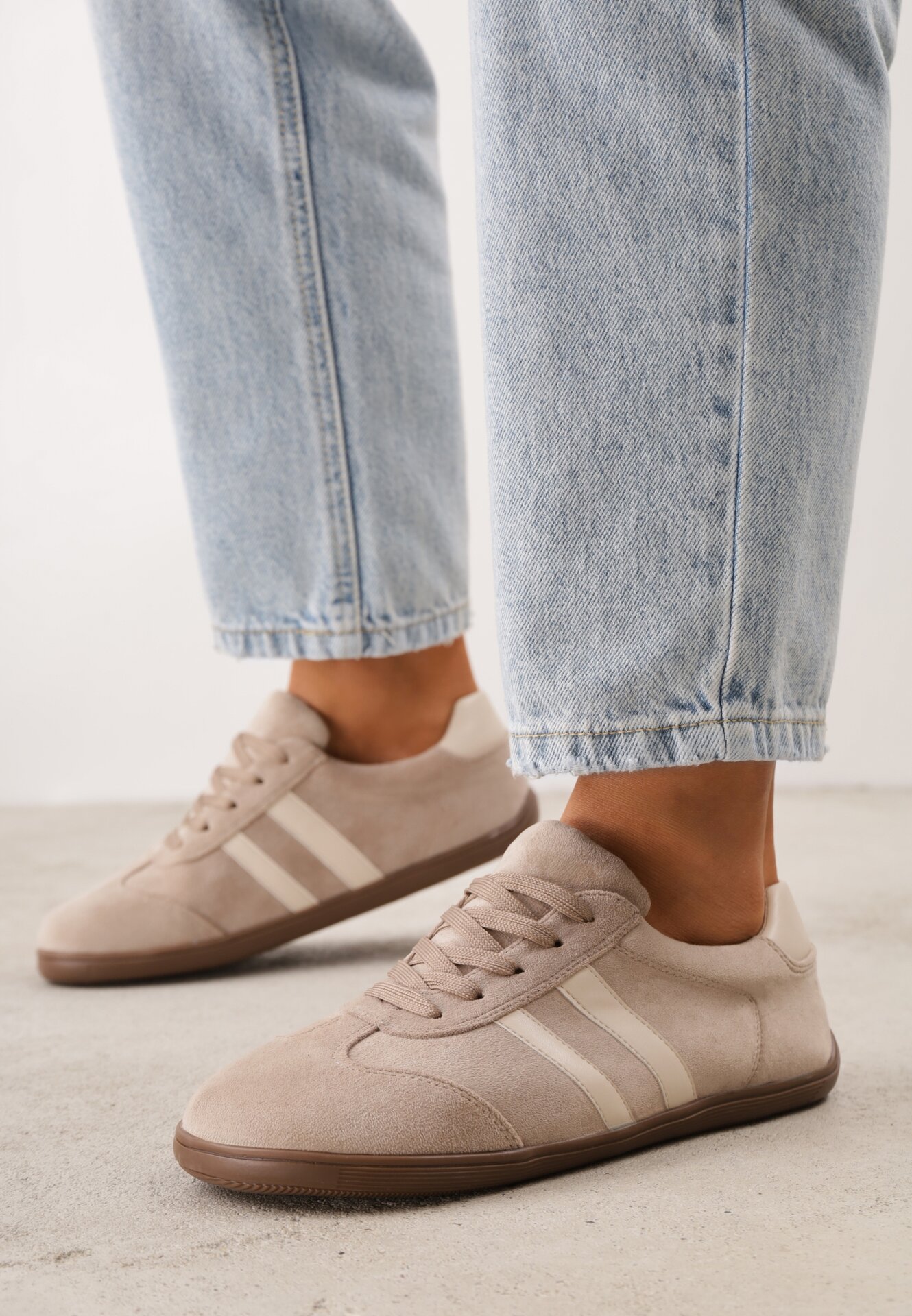 Sneakers Casual tip barefoot din imitație de piele întoarsă Makka Bej închis