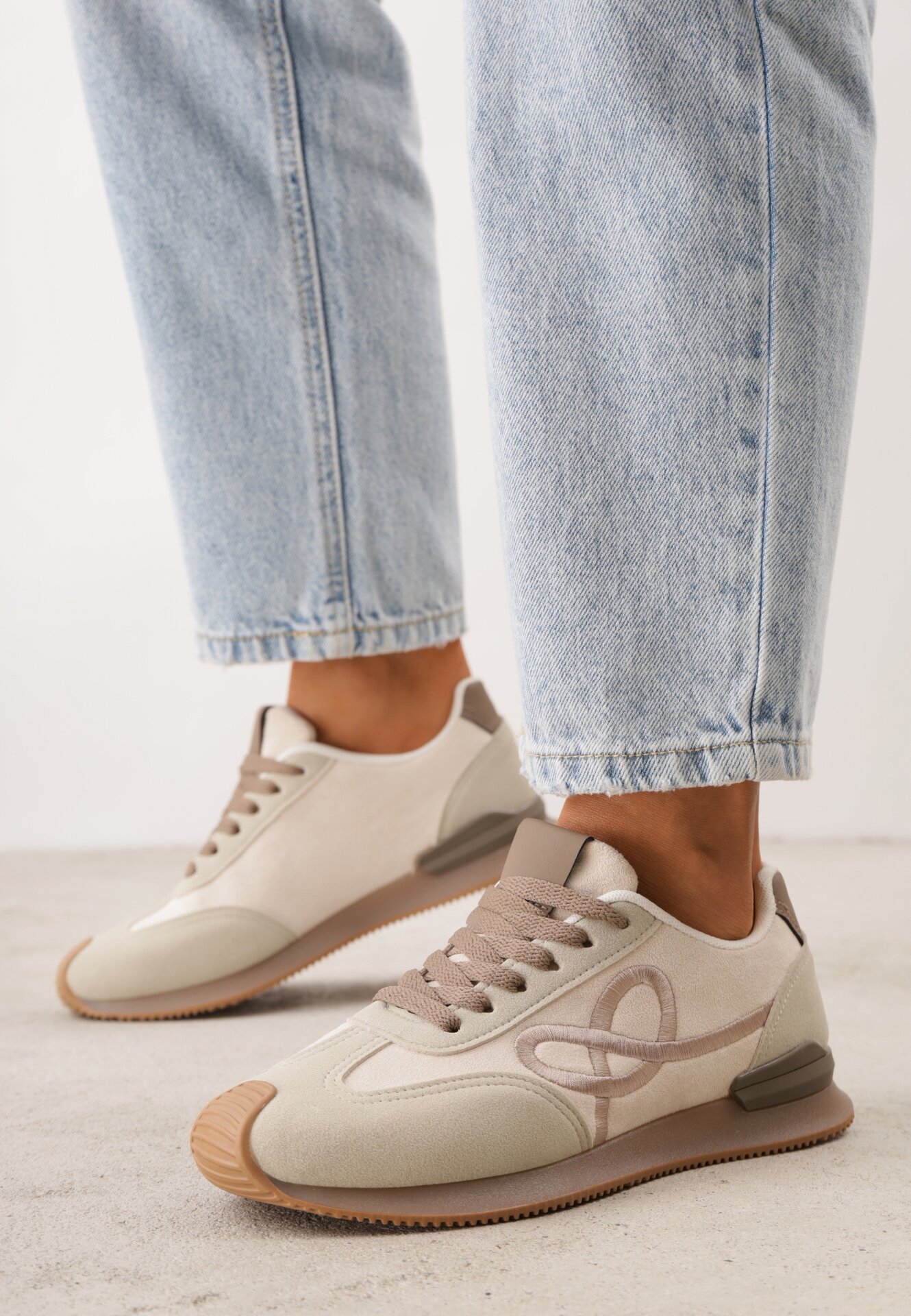 Sneakers decorați cu model geometric Sameen Bej Bej