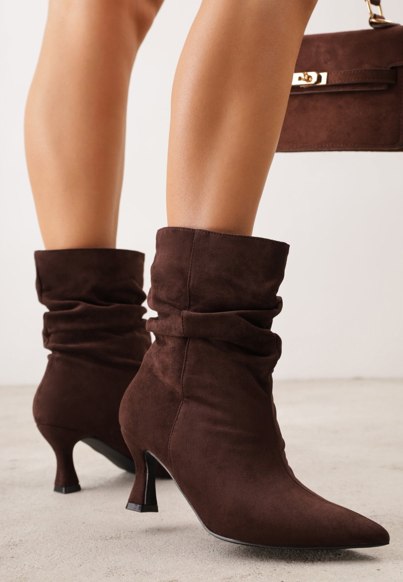 Botine drapate pe toc geometric Carisma Maro