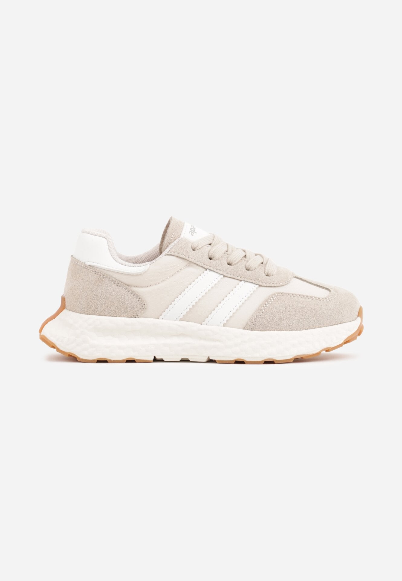 Pantofi sport sneakers cu scai și branț din piele Ladru Bej
