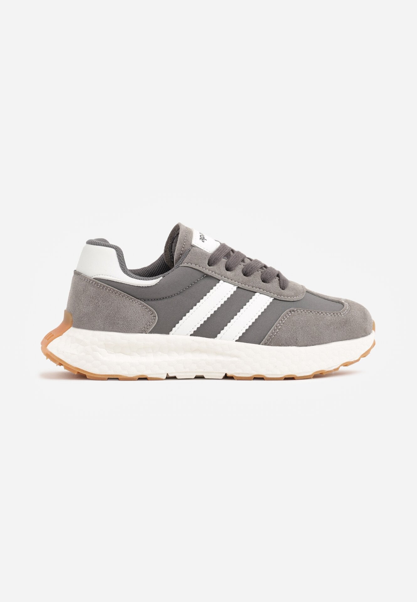 Pantofi sport sneakers cu scai și branț din piele Ladru Gri