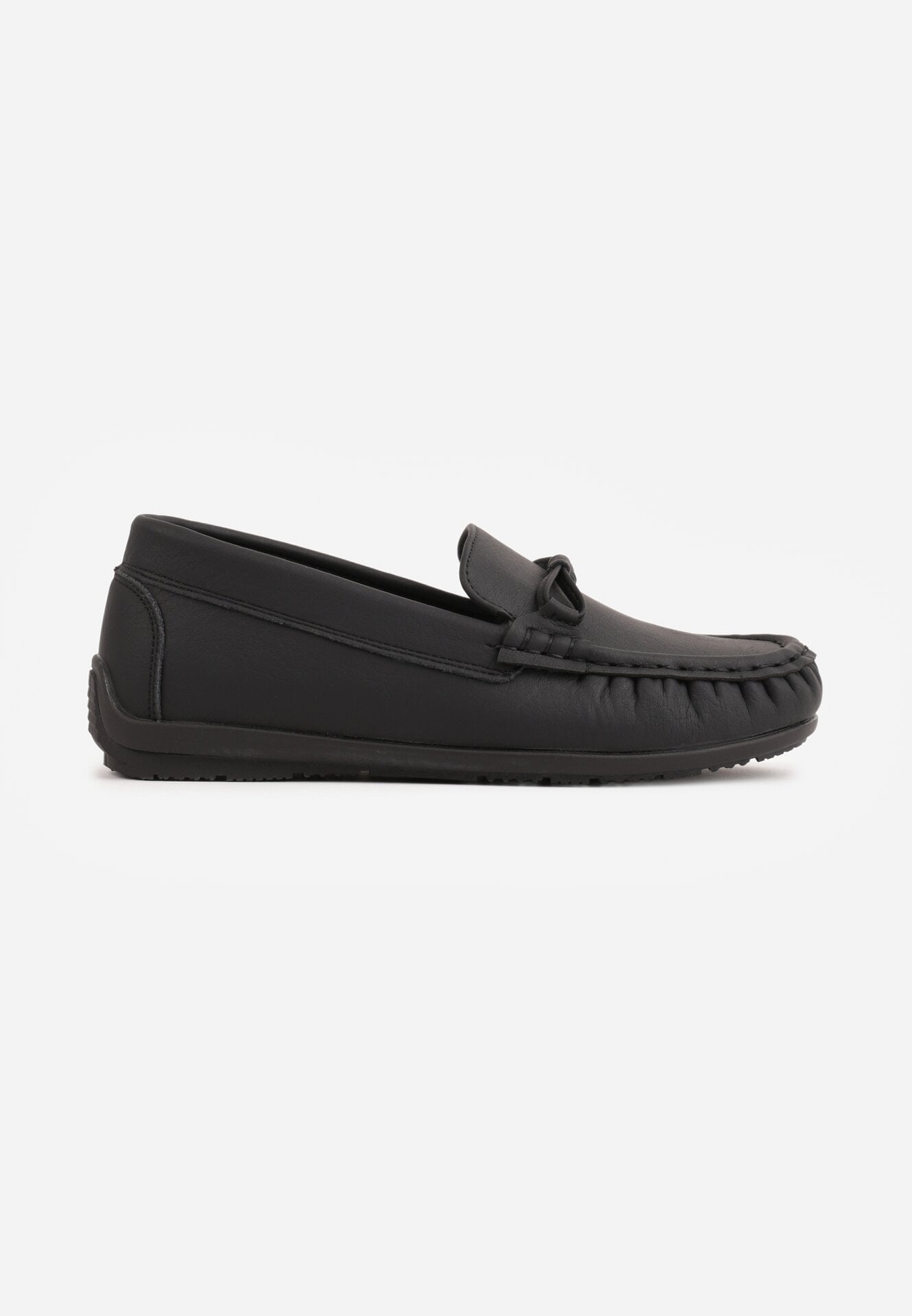 Pantofi tip mocasin cu branț din piele și șnur decorativ Osoen Negri
