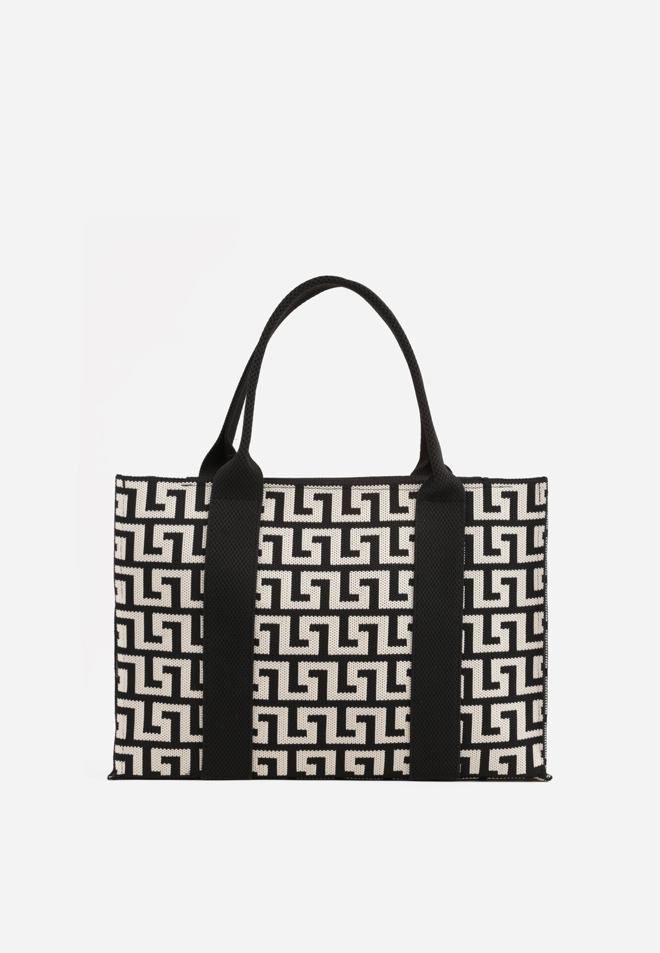 Geantă shopper din material textil cu model geometric, cu mânere și curea Vlada Neagră