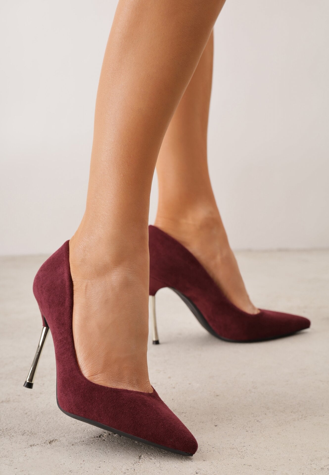 Pantofi cu toc metalic Benia Bordo
