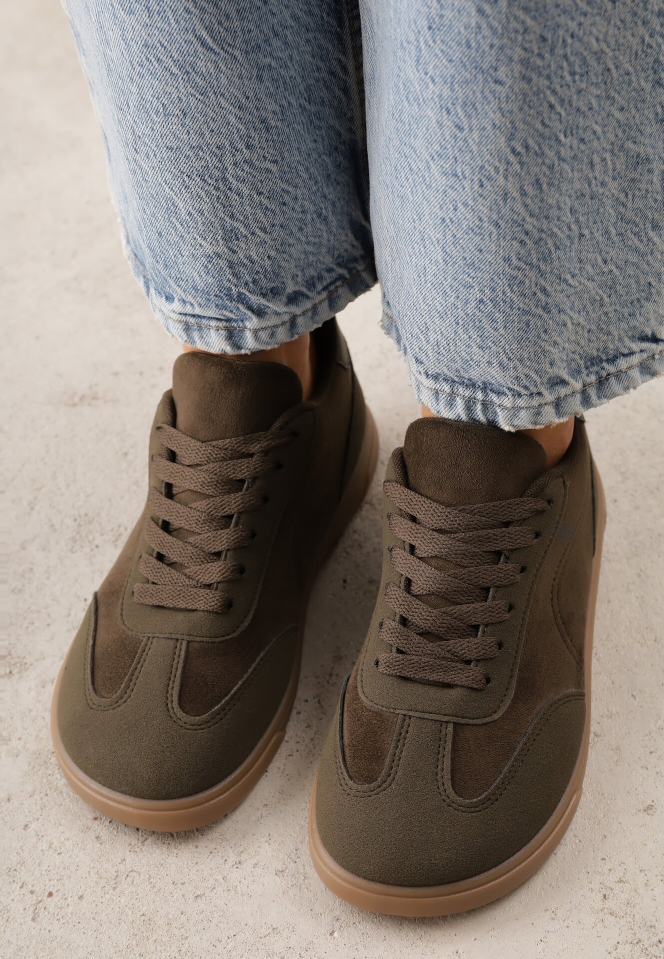 Sneakers cu talpă de cauciuc și vârf larg Arlenia Verzi