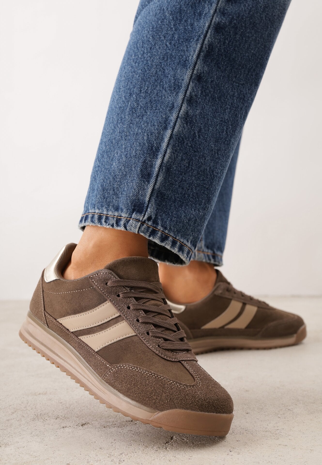 Sneakers retro cu cusături decorative Hallieta Verzi