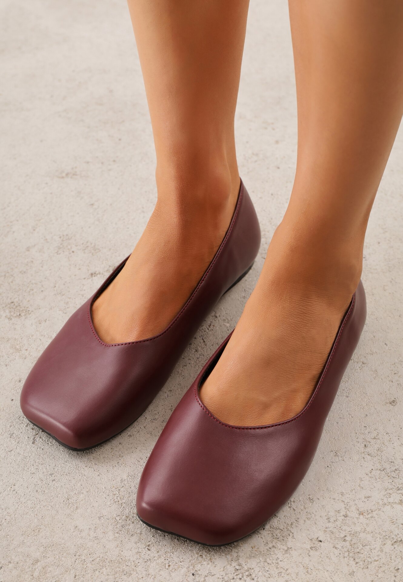 Balerini Elegant cu Vârf Pătrat Jesica Bordo