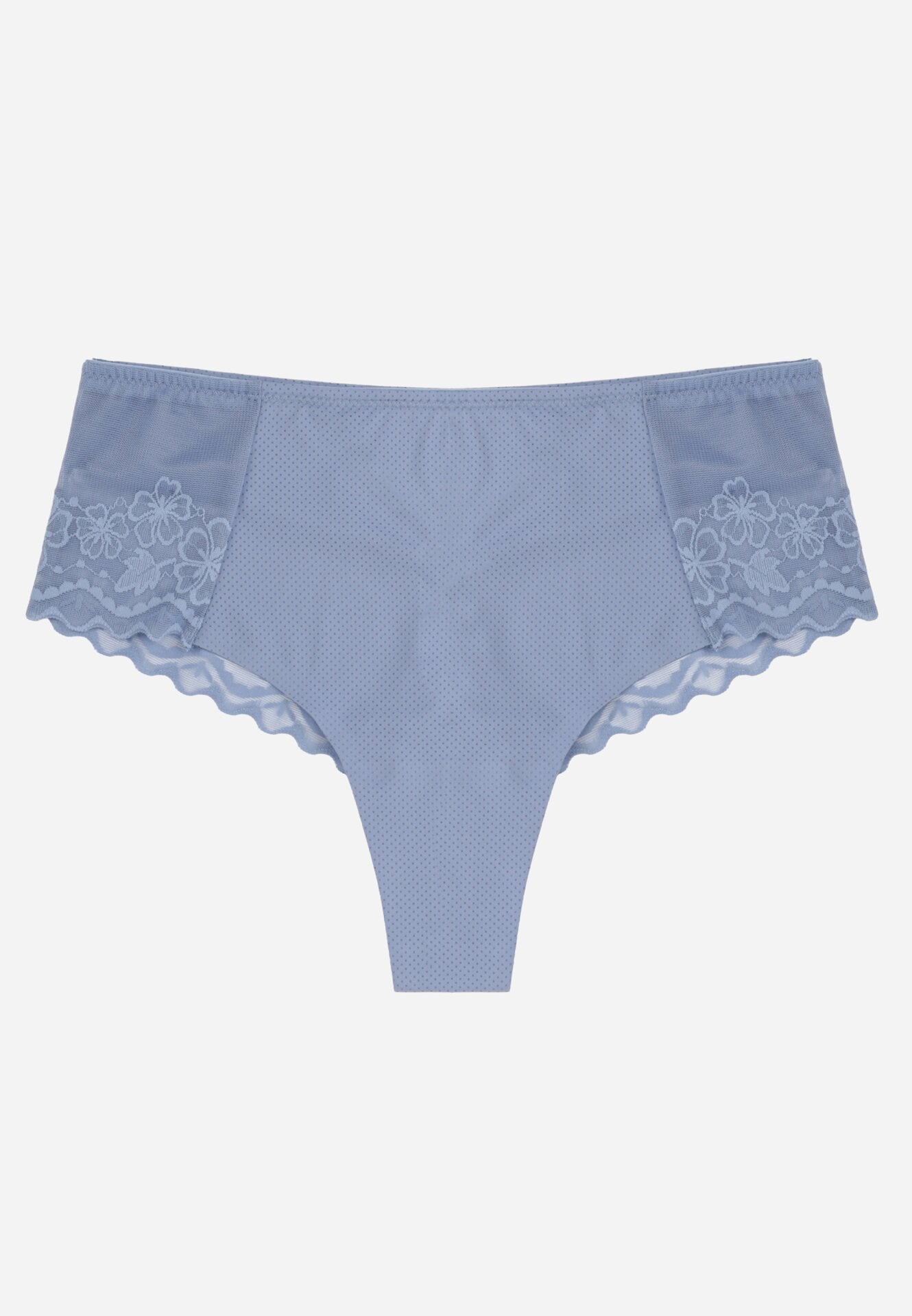 Chiloți tanga decorați cu plasă și dantelă Lelania Albaștri