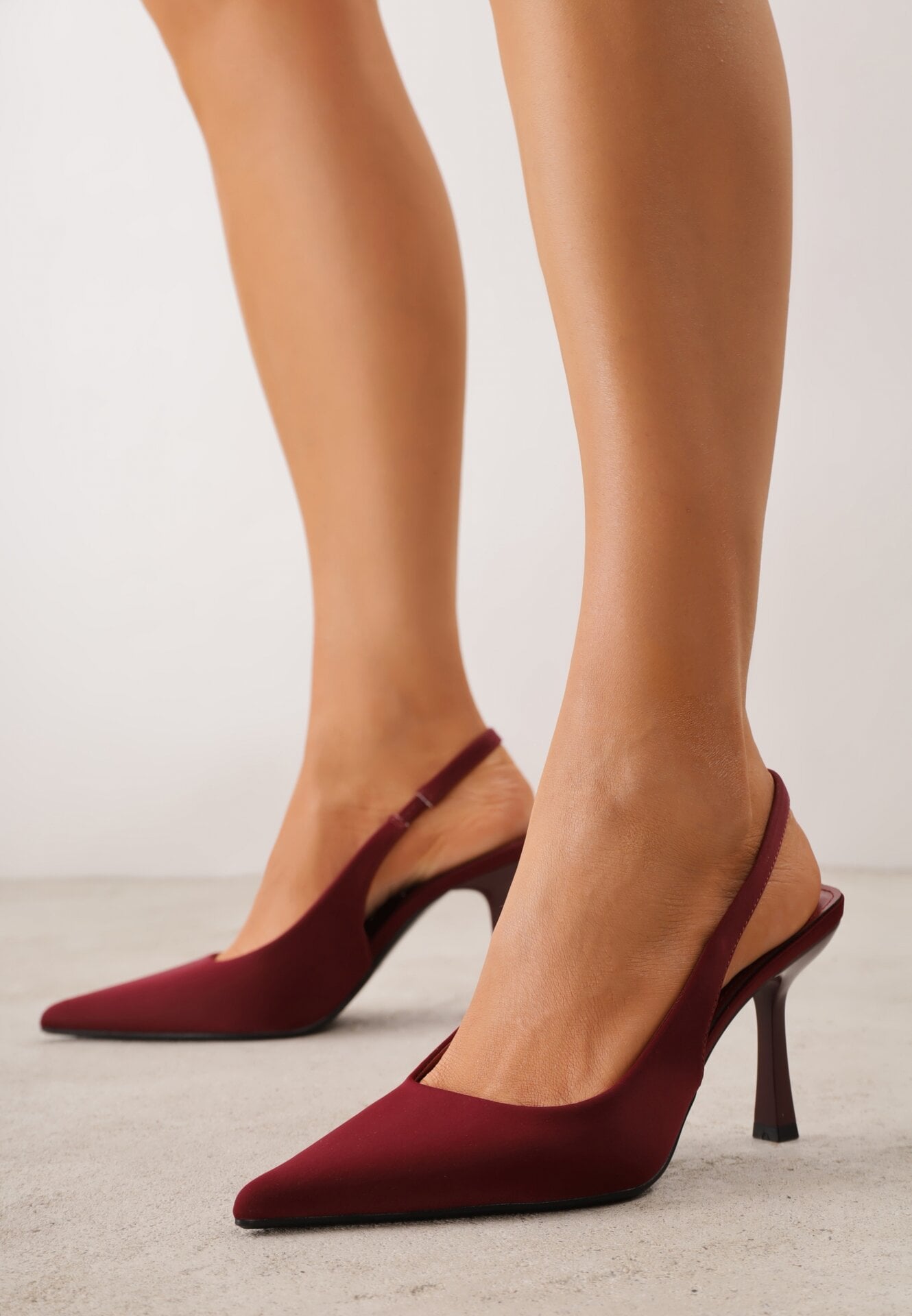 Pantofi stiletto cu călcâi descoperit, Serna Bordo