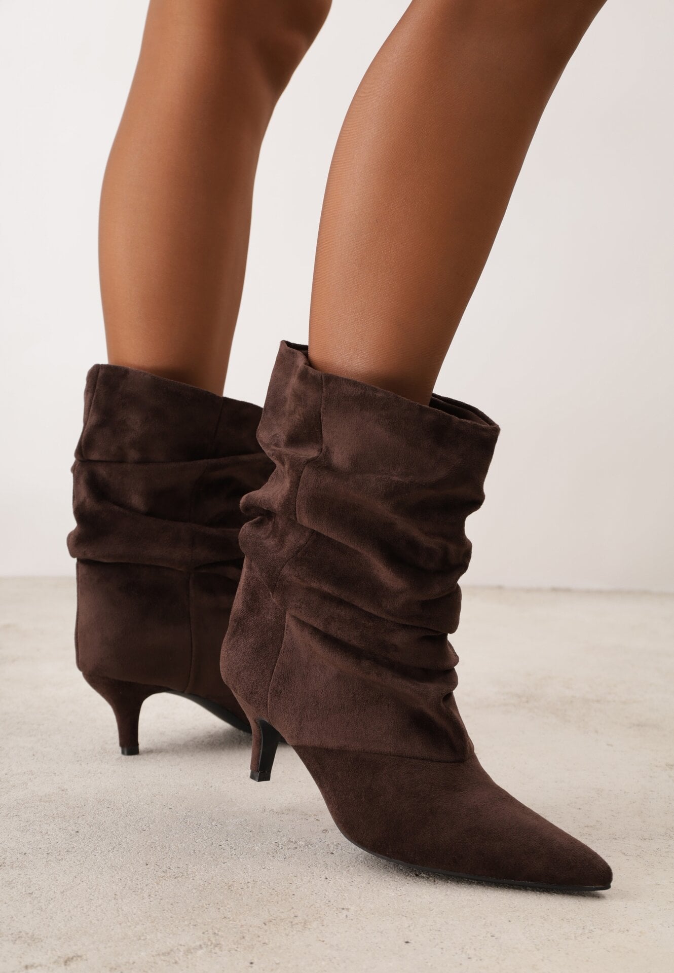 Botine cu toc stiletto tip kitten, cu carâmb drapat, Sarra Maro