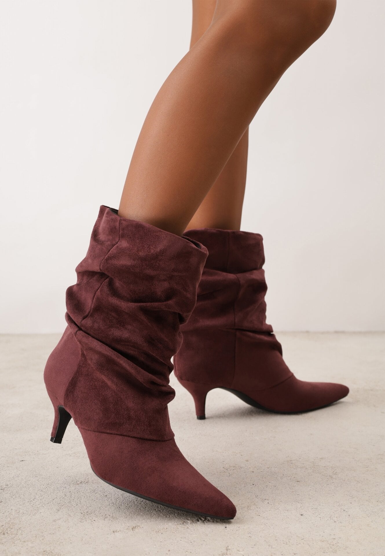 Botine cu toc stiletto tip kitten, cu carâmb drapat, Sarra Bordo