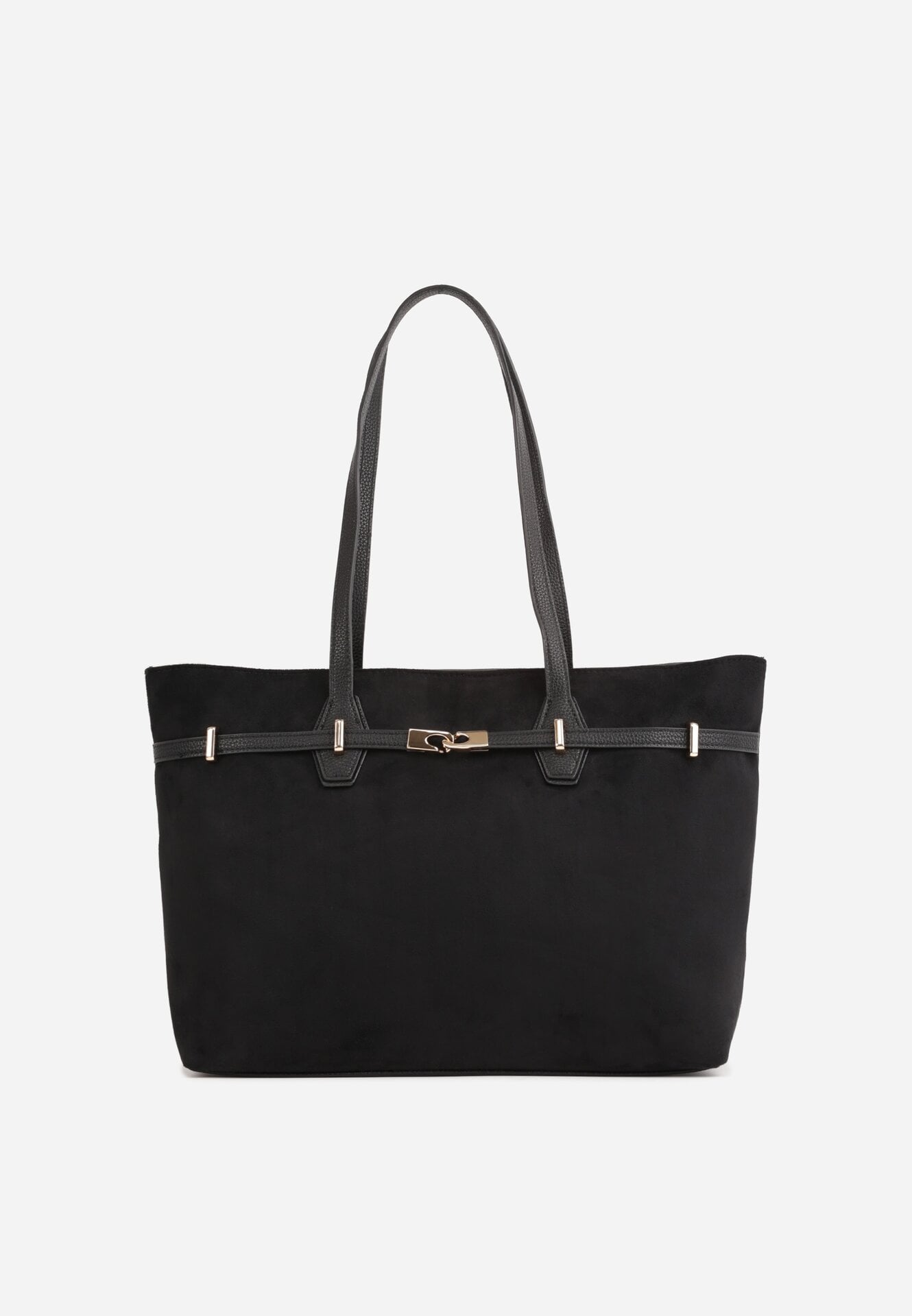 Geantă tip Shopper cu dungi decorative Eterno Neagră