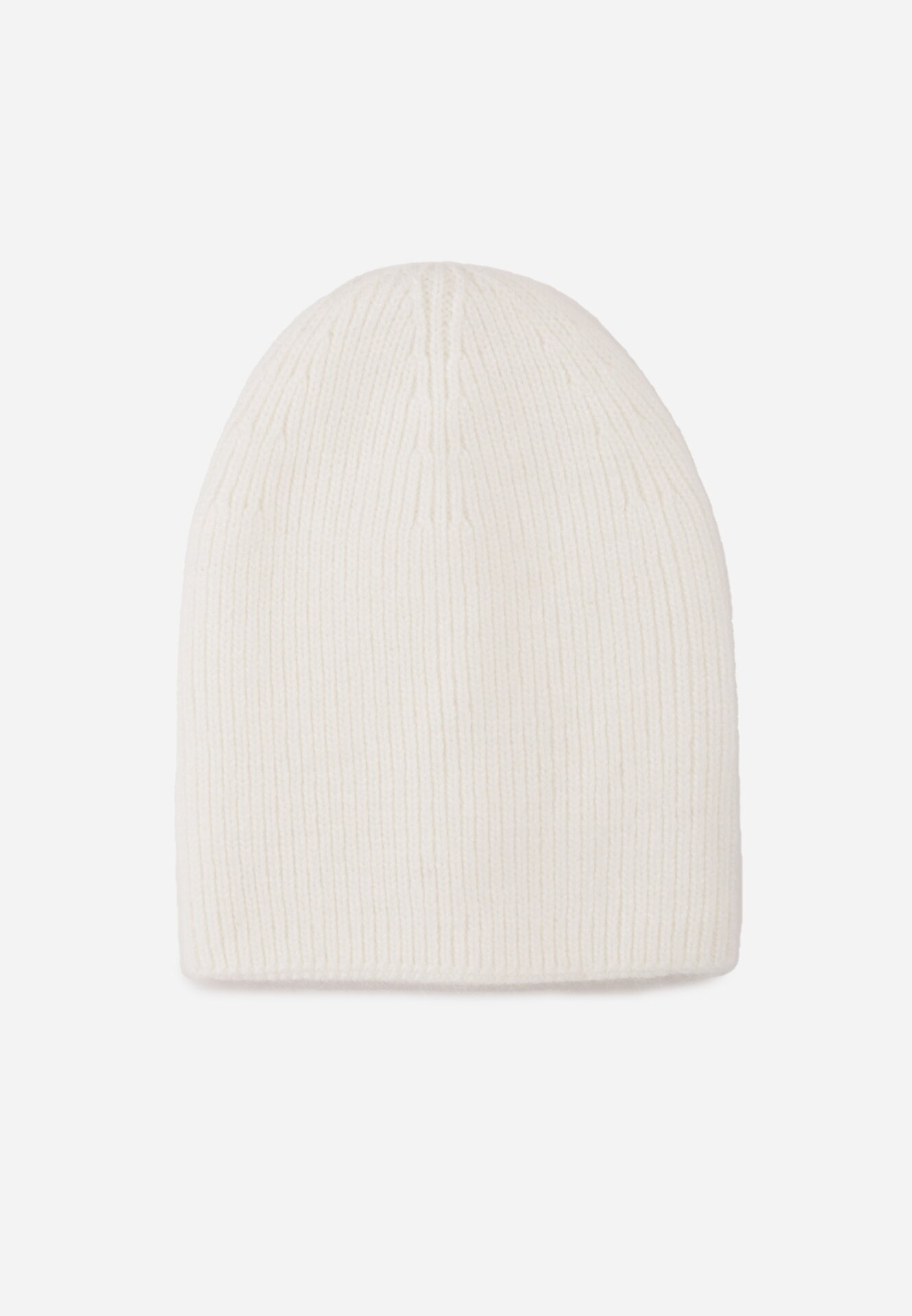 Căciulă din viscoză în stil clasic Beanie cu strat dublu de tricotaj Debnat Albă