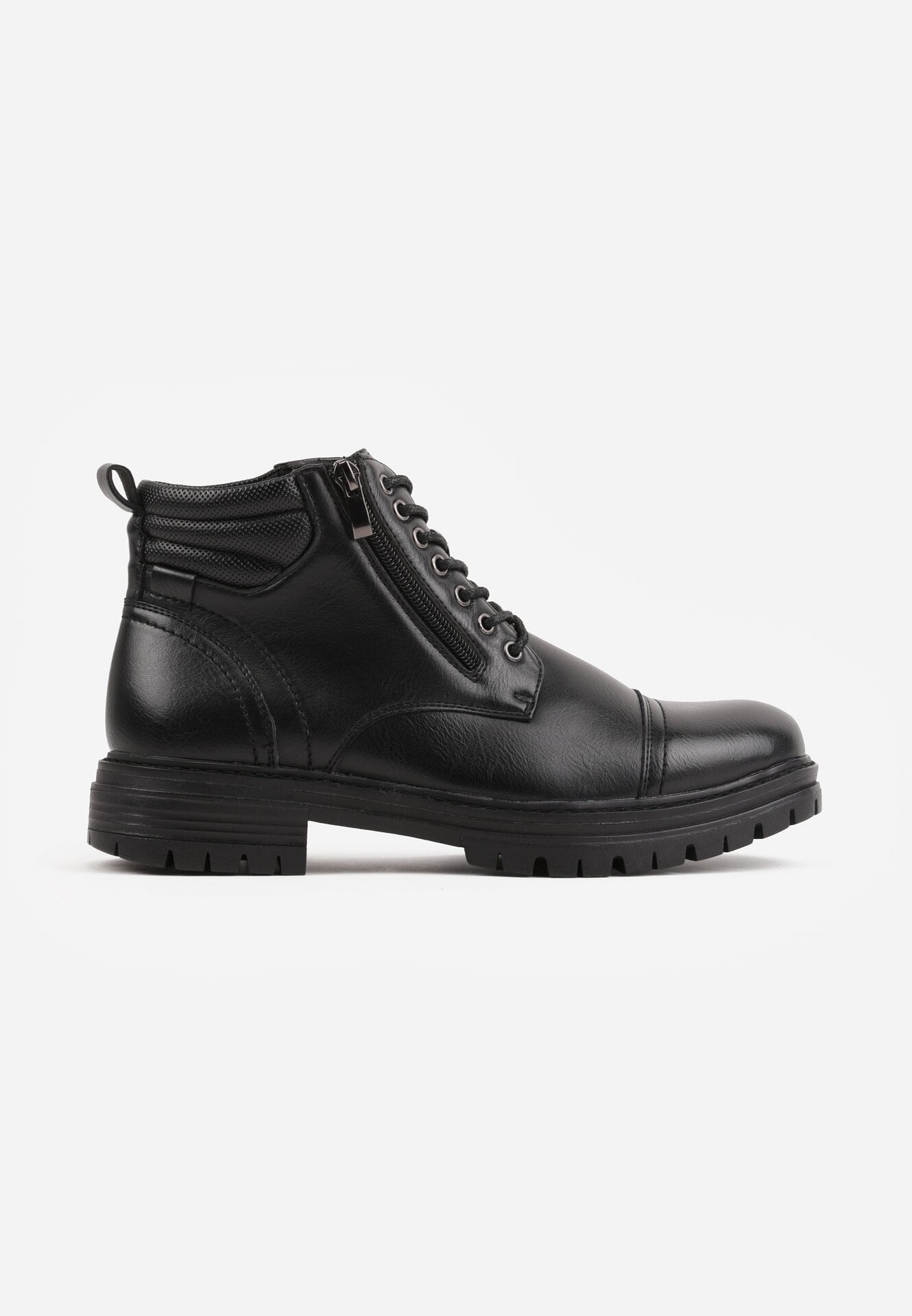 Ghete workeri în stil rock, decorate cu fermoar lateral Lisidore Negre